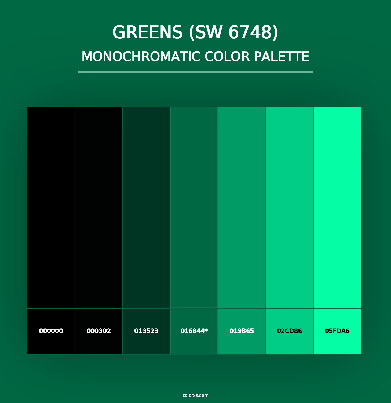 Greens (SW 6748) - Monochromatic Color Palette