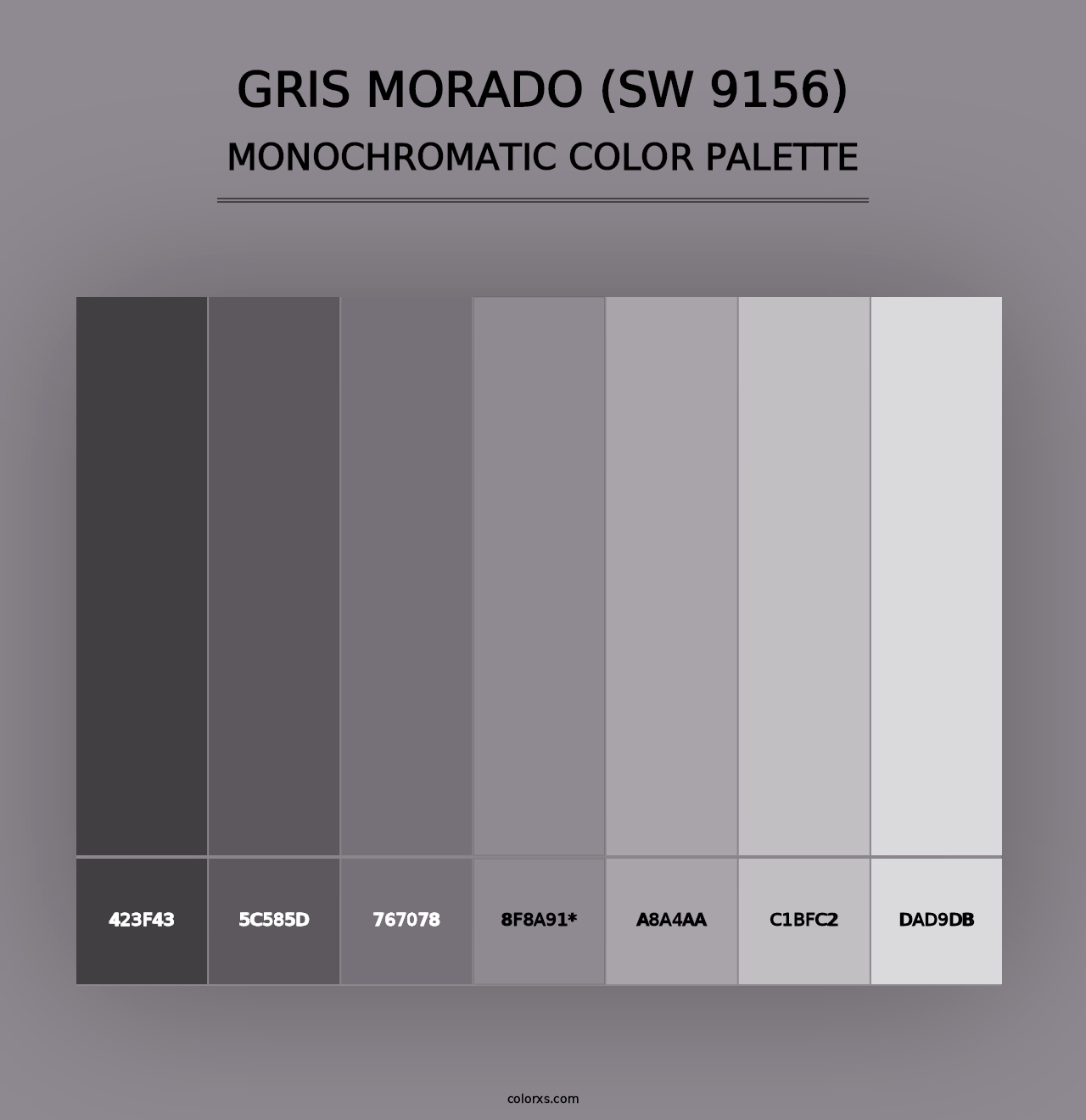 Gris Morado (SW 9156) - Monochromatic Color Palette