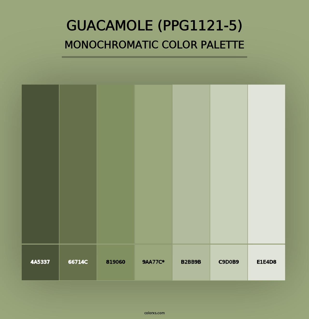 Guacamole (PPG1121-5) - Monochromatic Color Palette