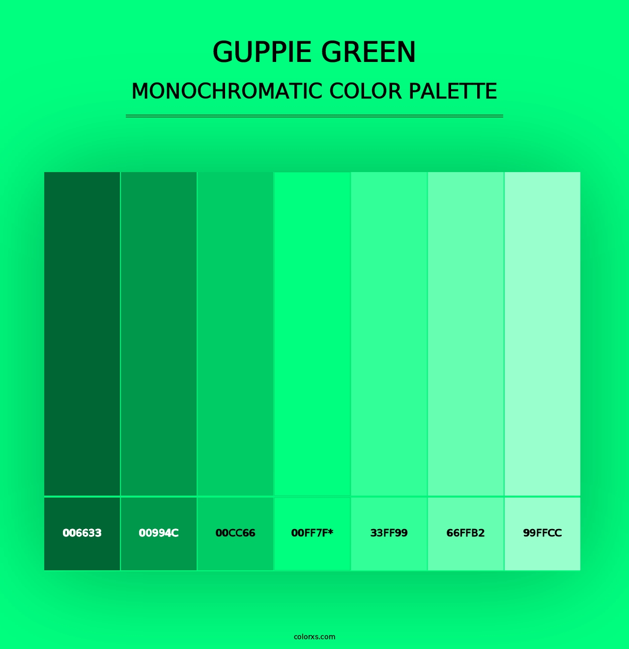 Guppie green - Monochromatic Color Palette