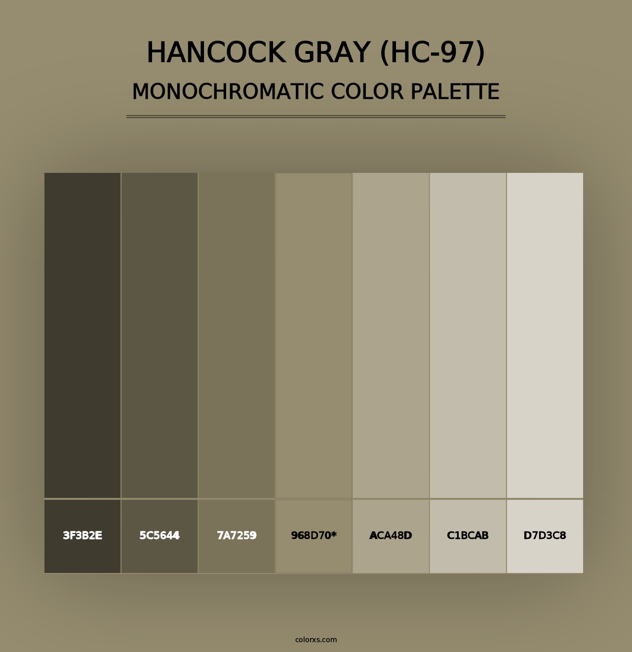 Hancock Gray (HC-97) - Monochromatic Color Palette