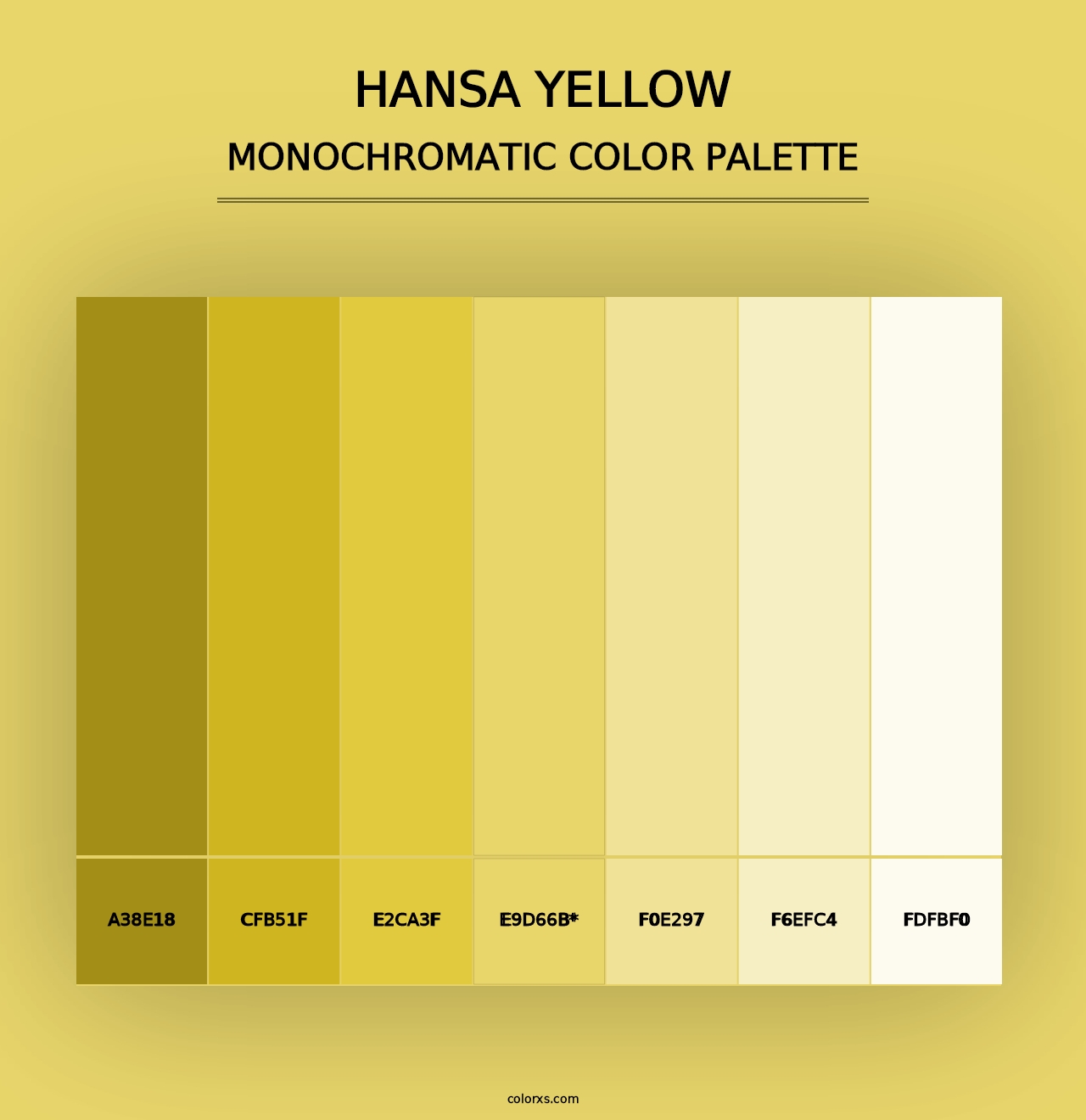 Hansa Yellow - Monochromatic Color Palette