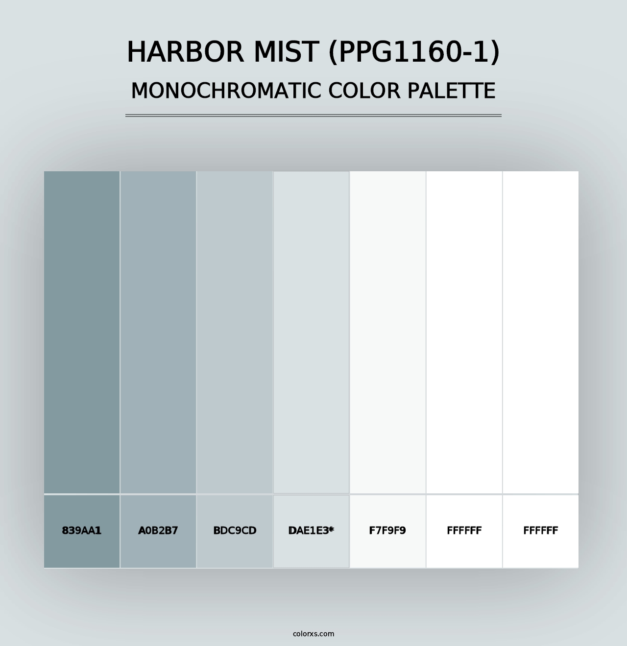 Harbor Mist (PPG1160-1) - Monochromatic Color Palette