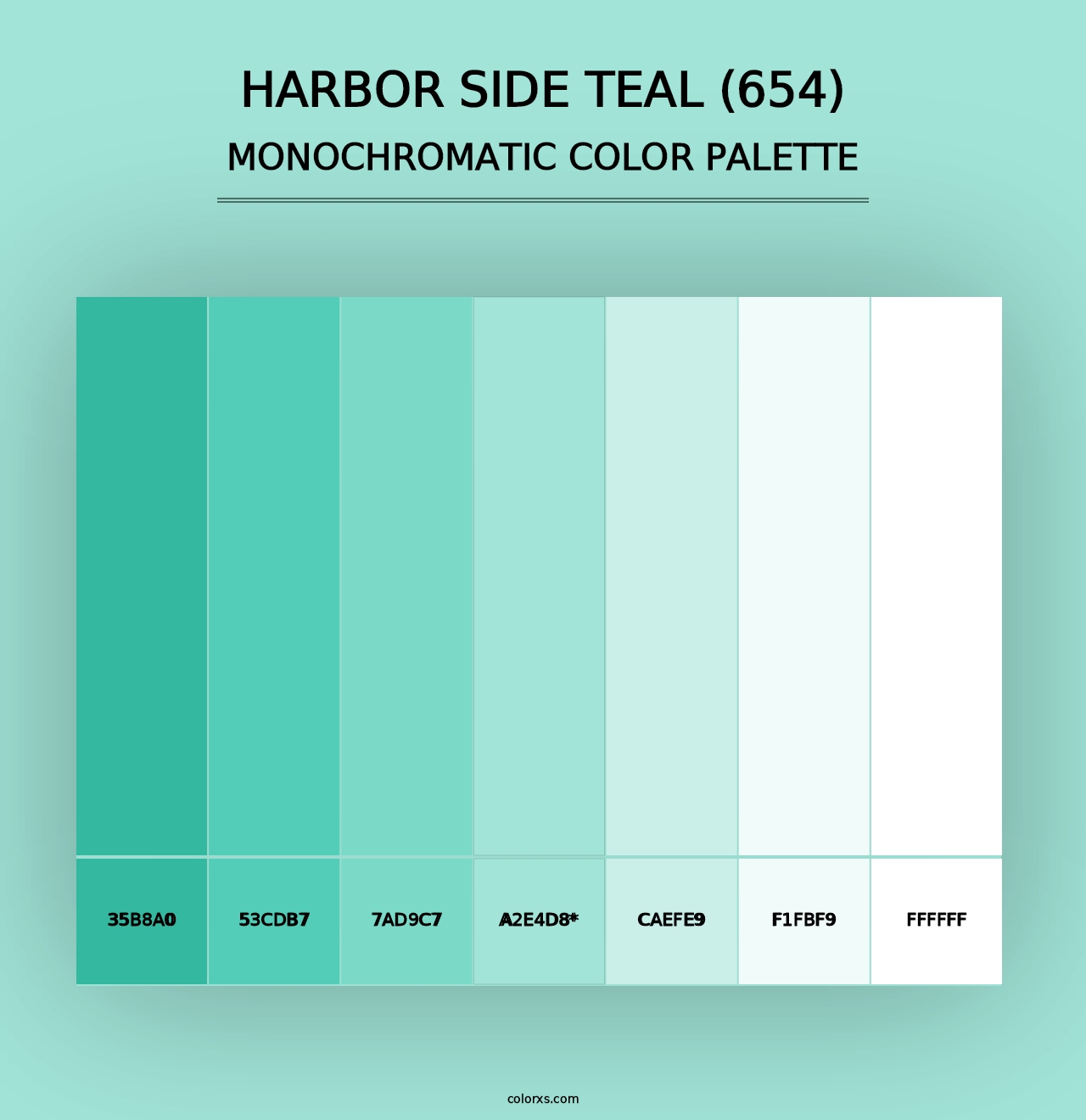 Harbor Side Teal (654) - Monochromatic Color Palette