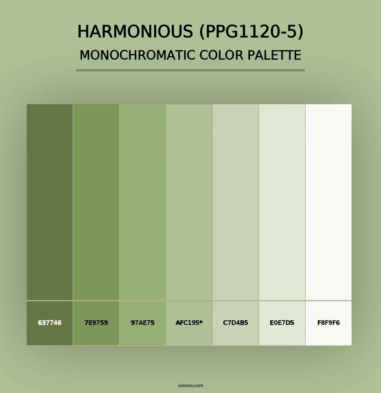 Harmonious (PPG1120-5) - Monochromatic Color Palette