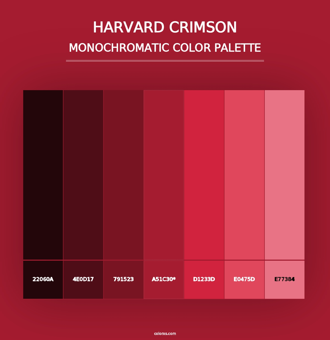 Harvard Crimson - Monochromatic Color Palette