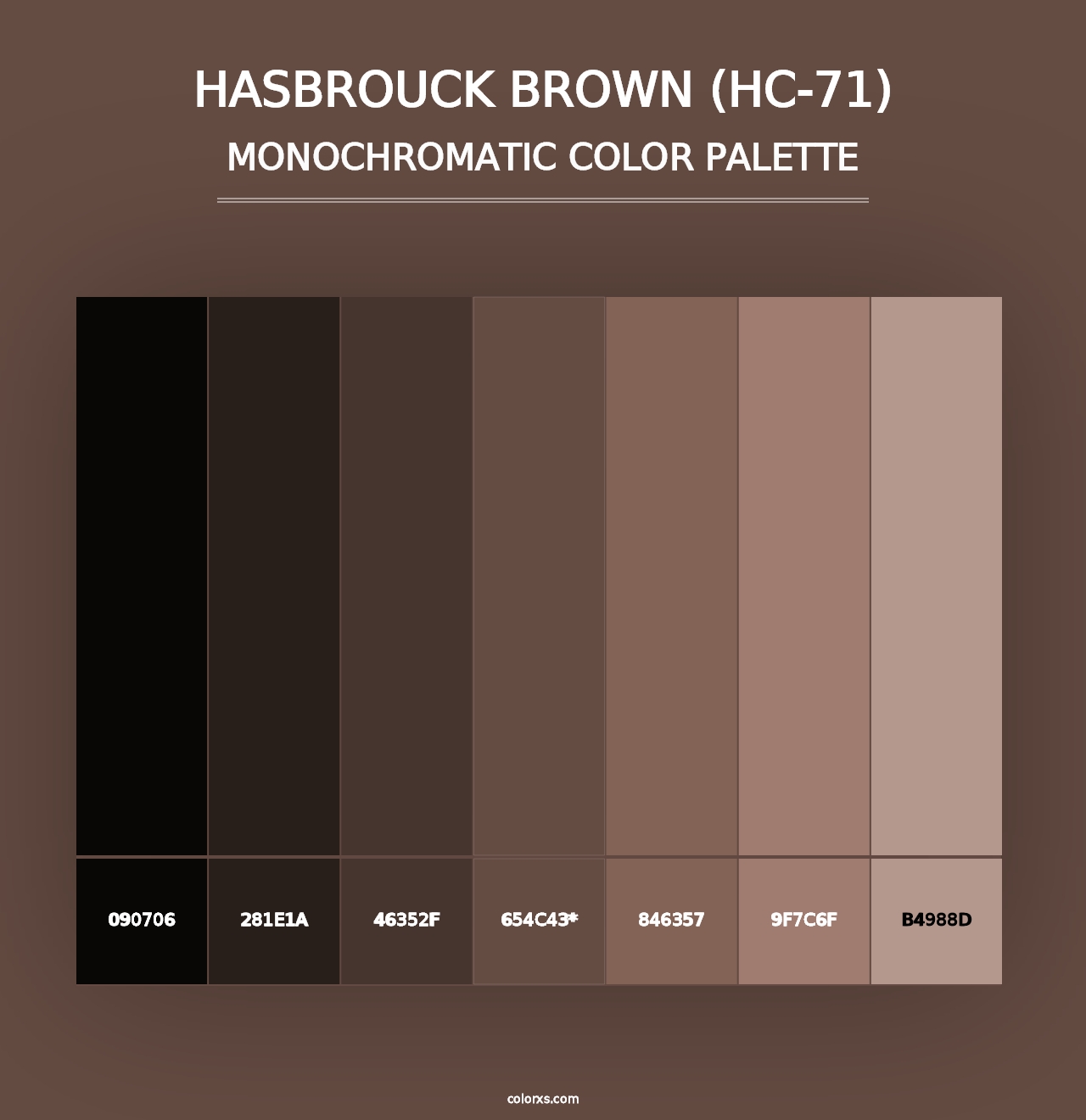 Hasbrouck Brown (HC-71) - Monochromatic Color Palette