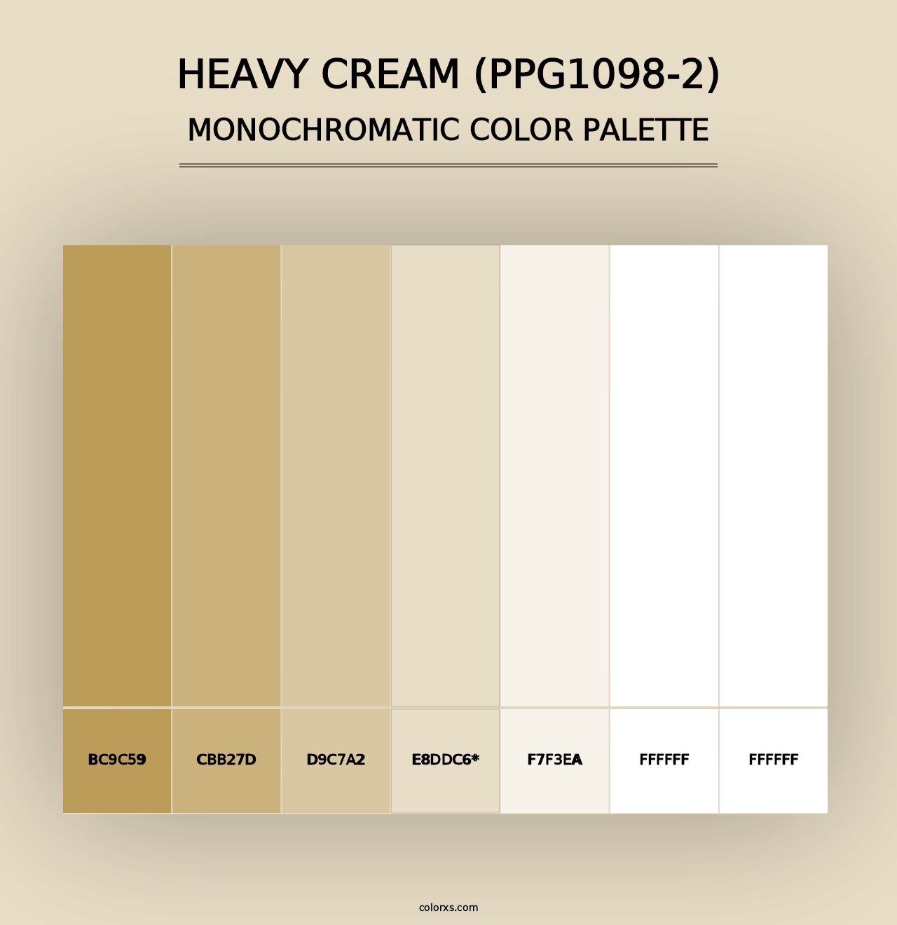 Heavy Cream (PPG1098-2) - Monochromatic Color Palette