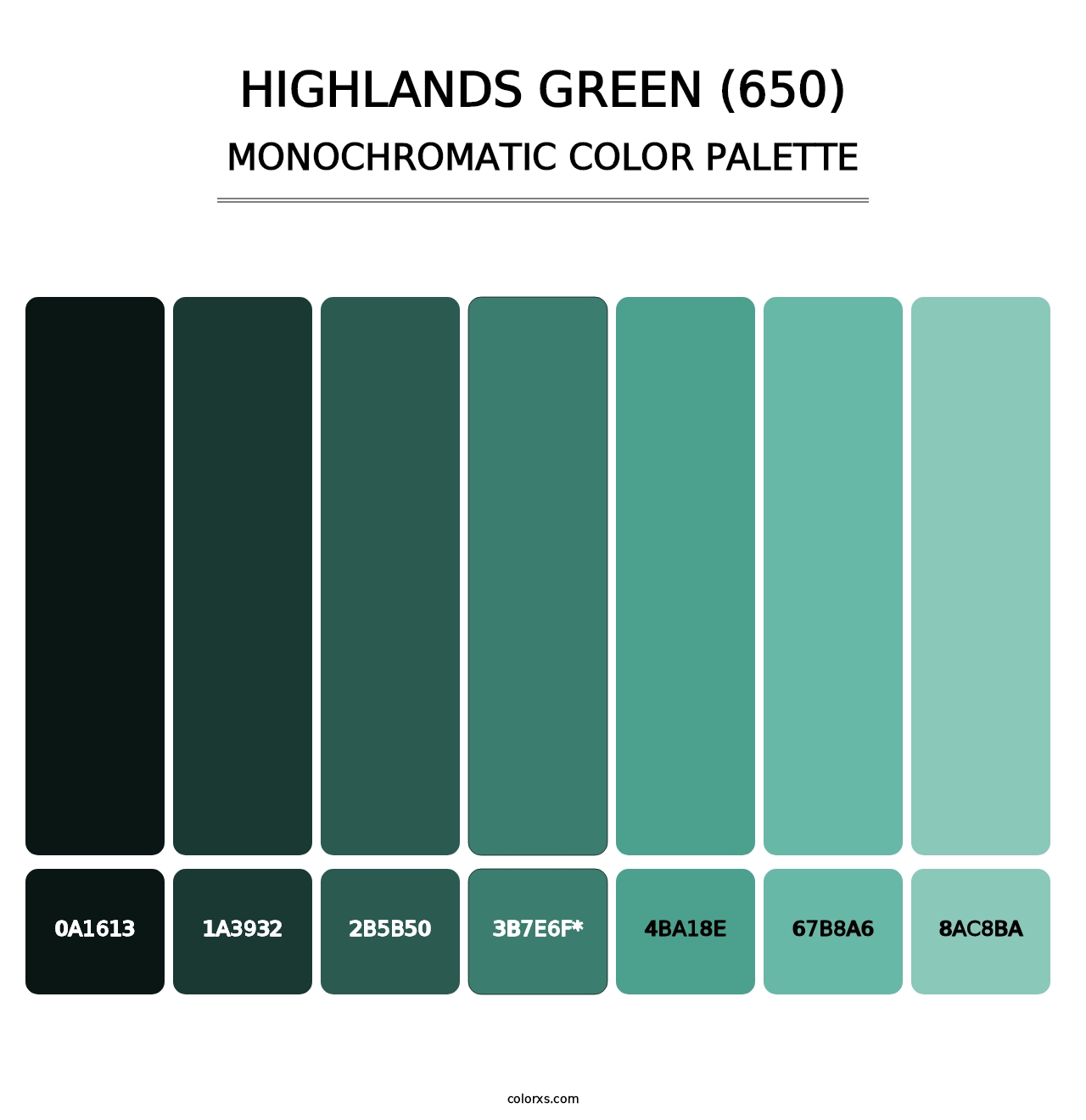 Highlands Green (650) - Monochromatic Color Palette