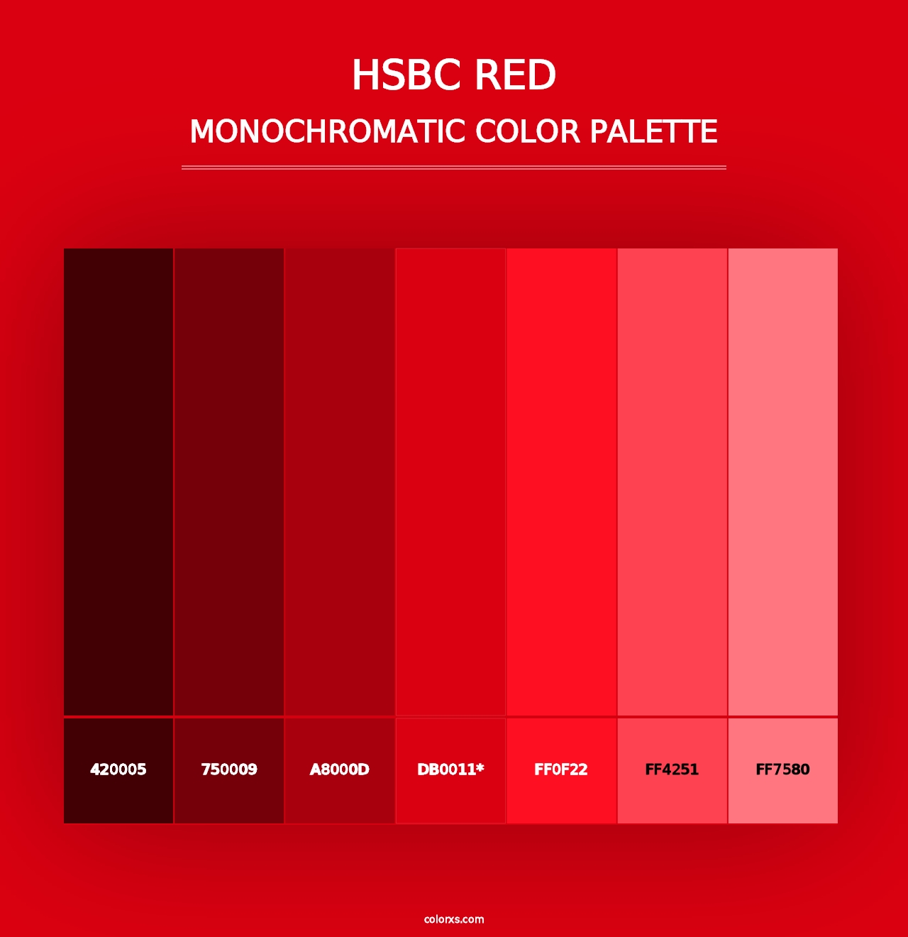 HSBC Red - Monochromatic Color Palette