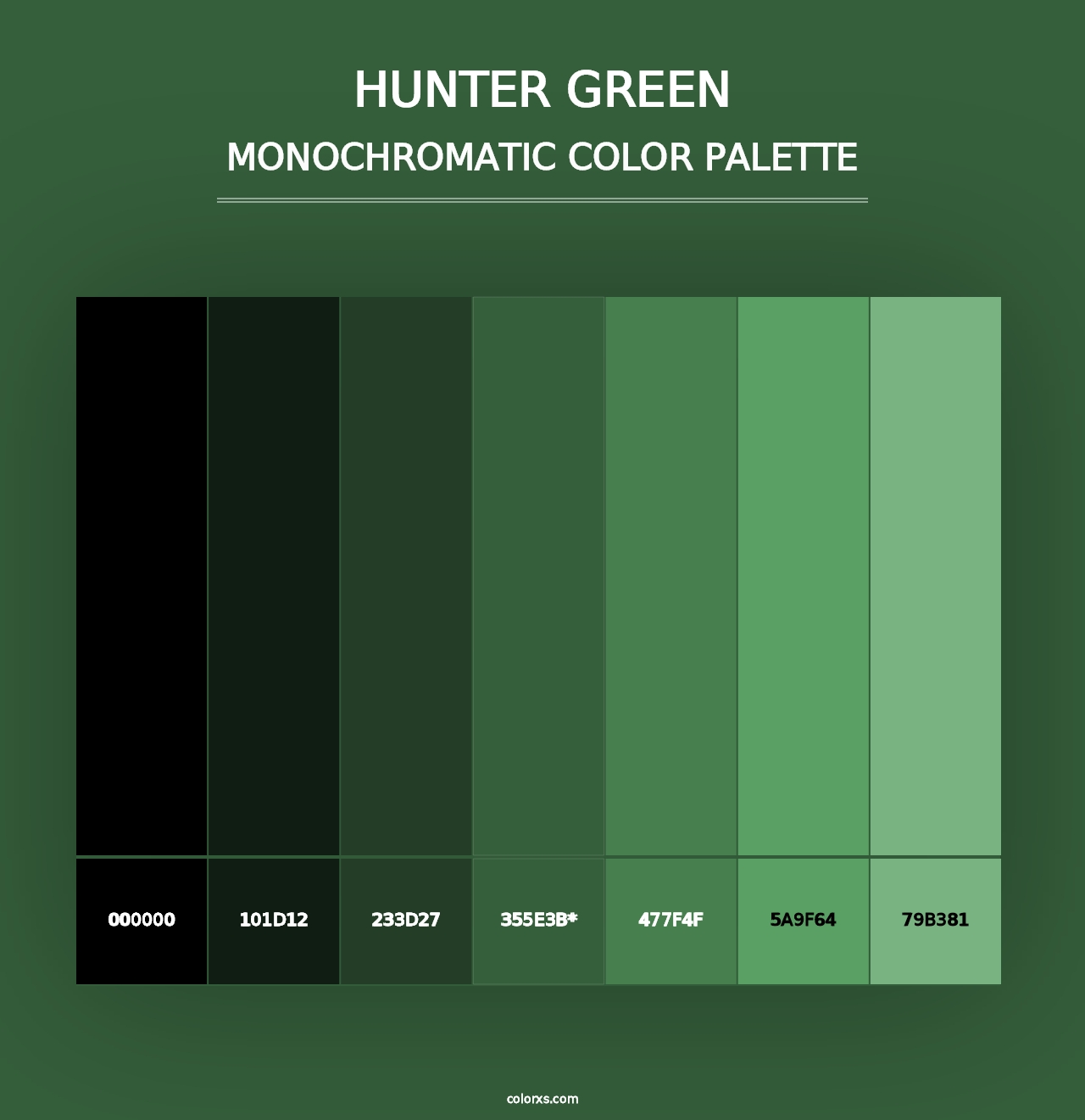 Hunter Green - Monochromatic Color Palette