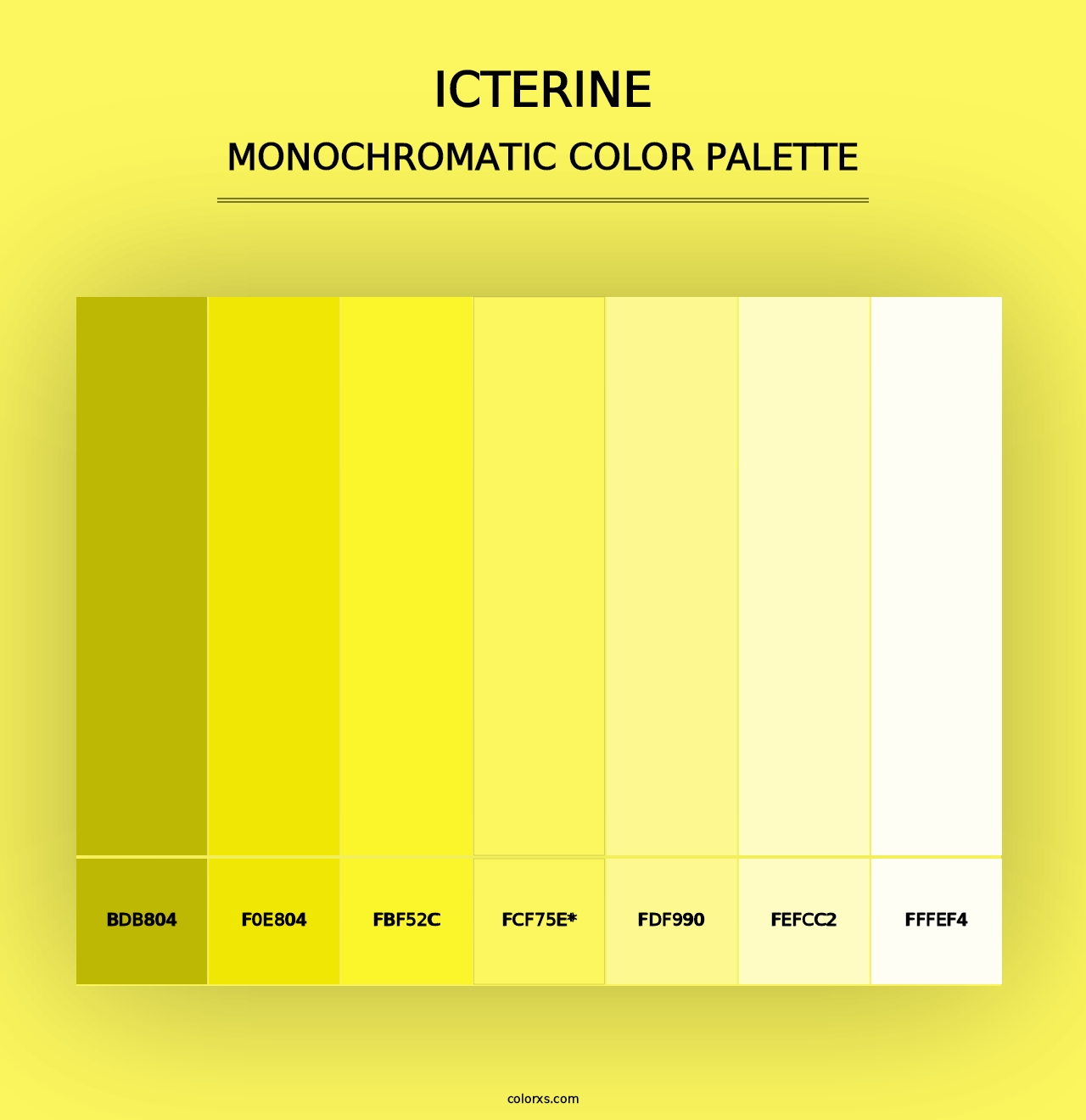 Icterine - Monochromatic Color Palette