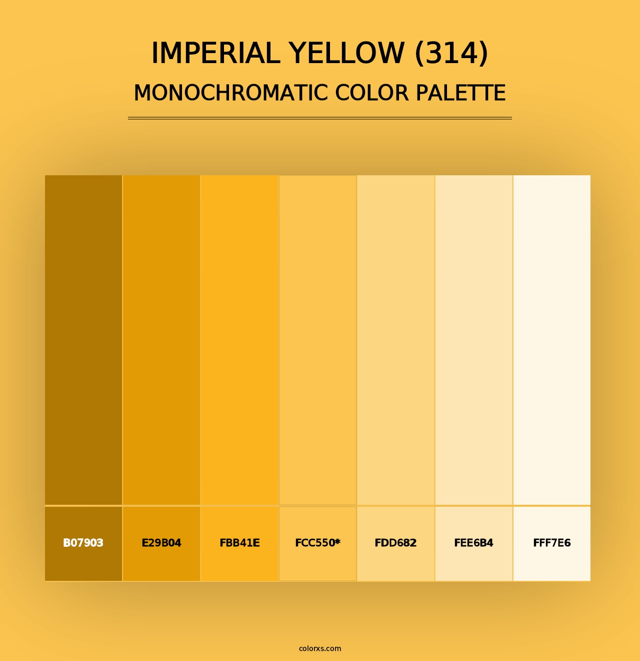 Imperial Yellow (314) - Monochromatic Color Palette