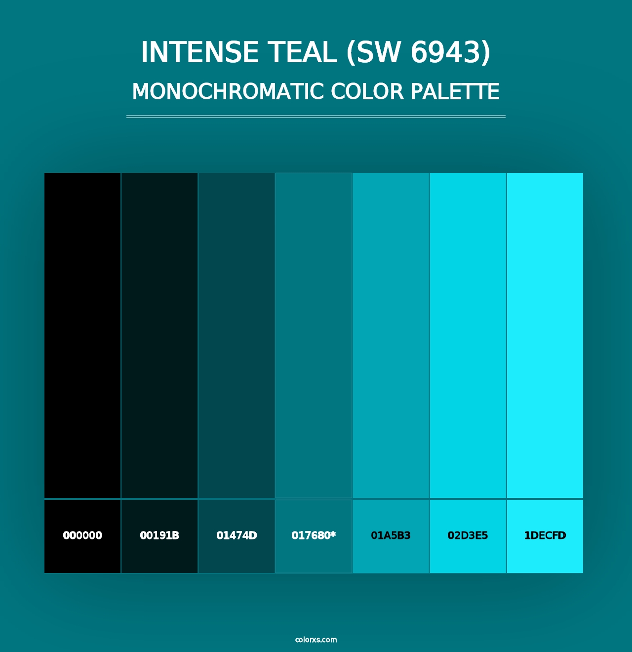 Intense Teal (SW 6943) - Monochromatic Color Palette