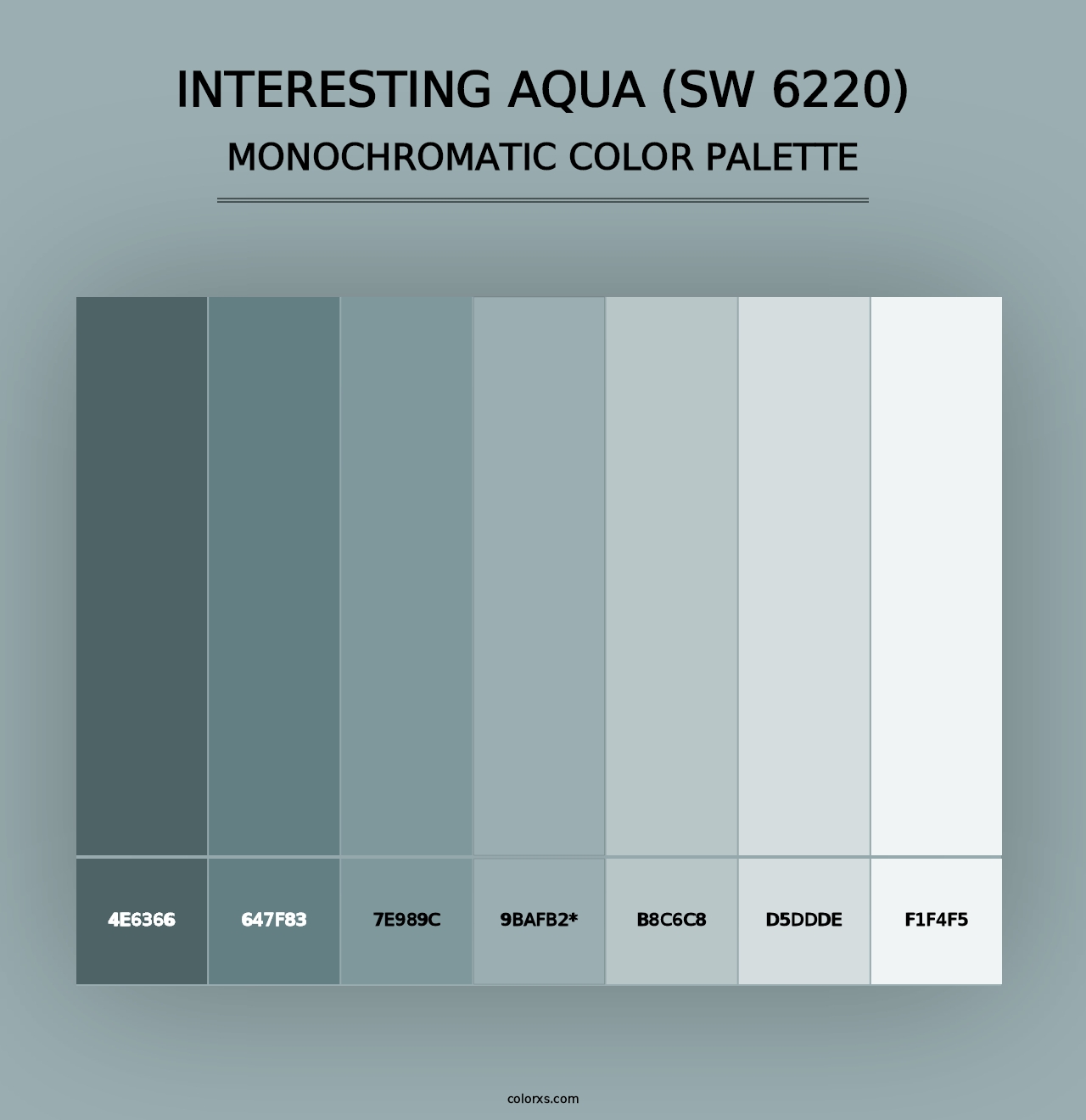 Interesting Aqua (SW 6220) - Monochromatic Color Palette