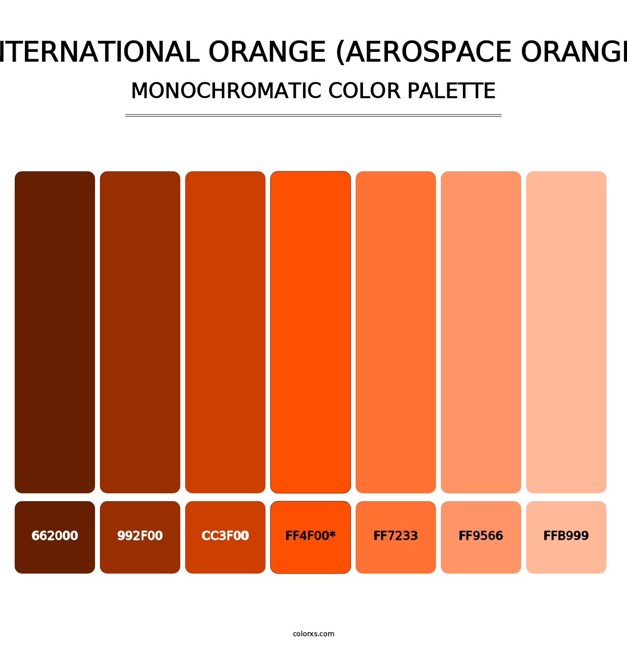 International Orange (Aerospace Orange) - Monochromatic Color Palette