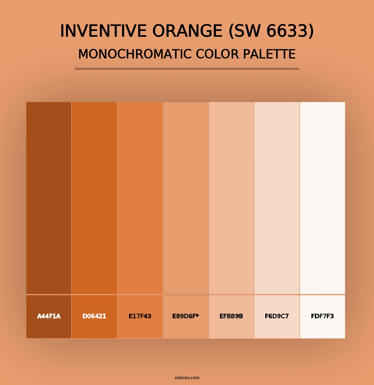 Inventive Orange (SW 6633) - Monochromatic Color Palette