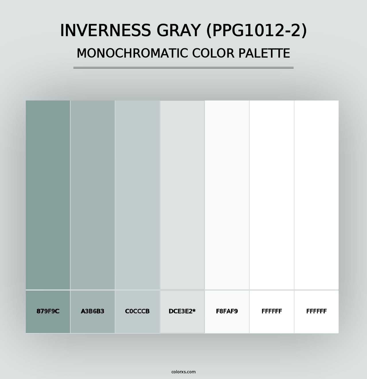 Inverness Gray (PPG1012-2) - Monochromatic Color Palette