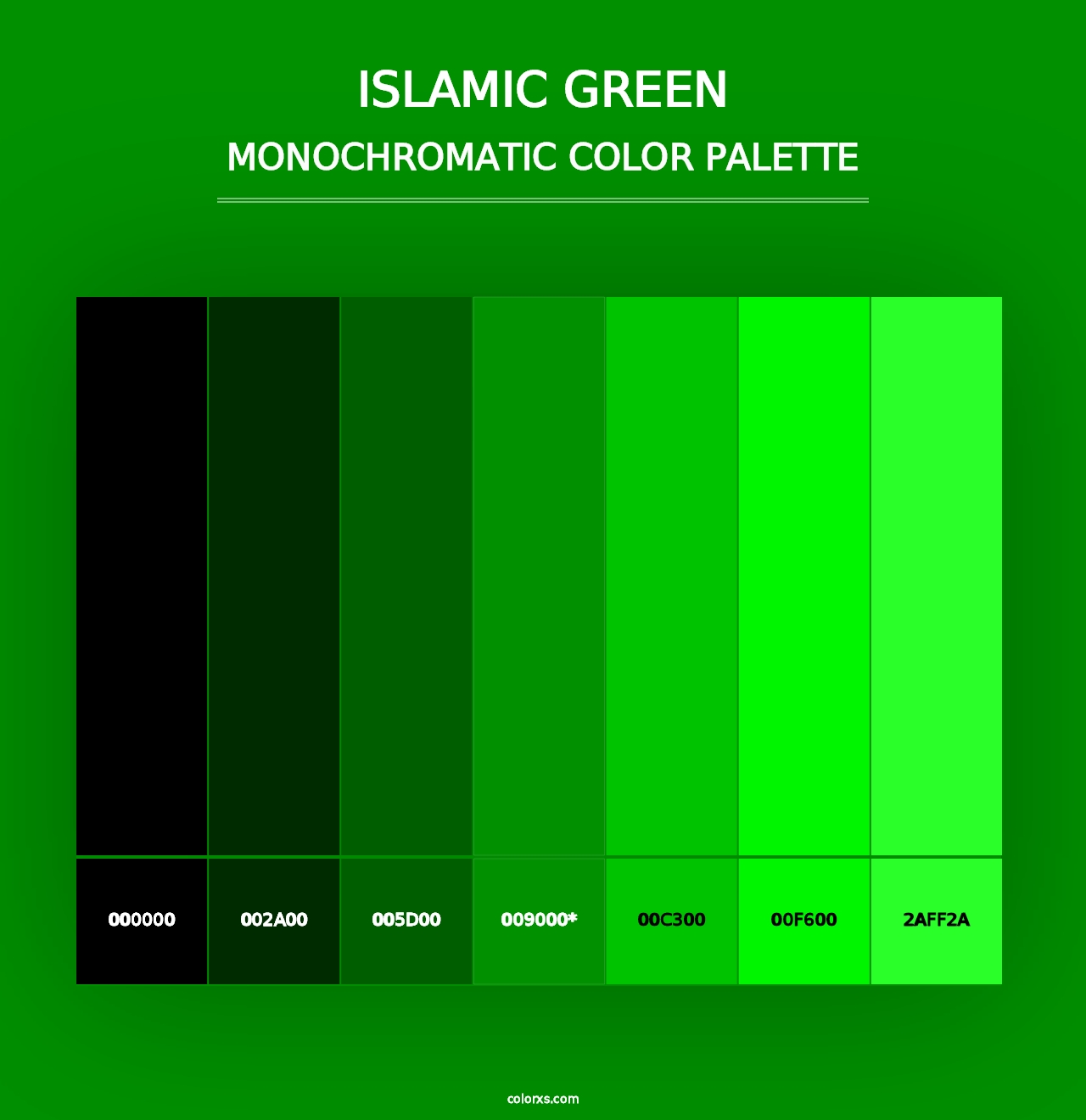 Islamic Green - Monochromatic Color Palette