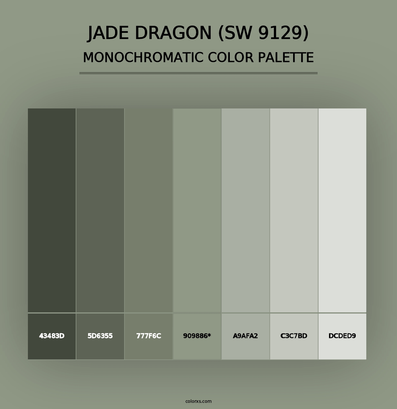 Jade Dragon (SW 9129) - Monochromatic Color Palette