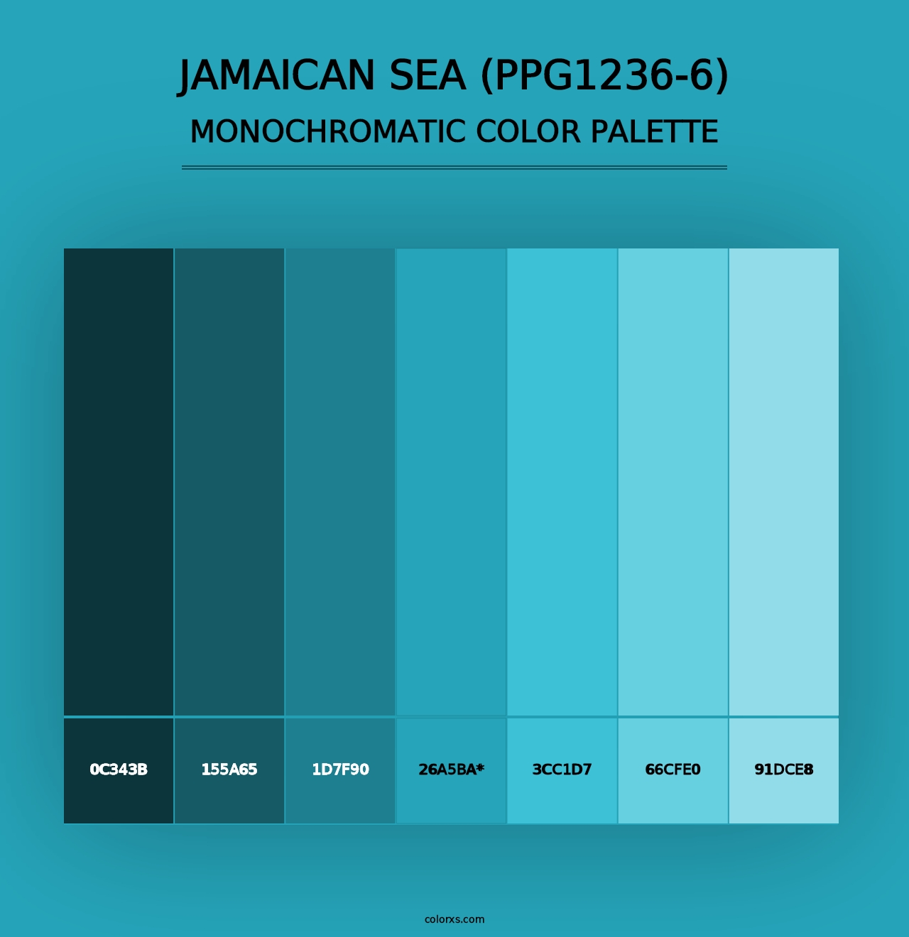 Jamaican Sea (PPG1236-6) - Monochromatic Color Palette