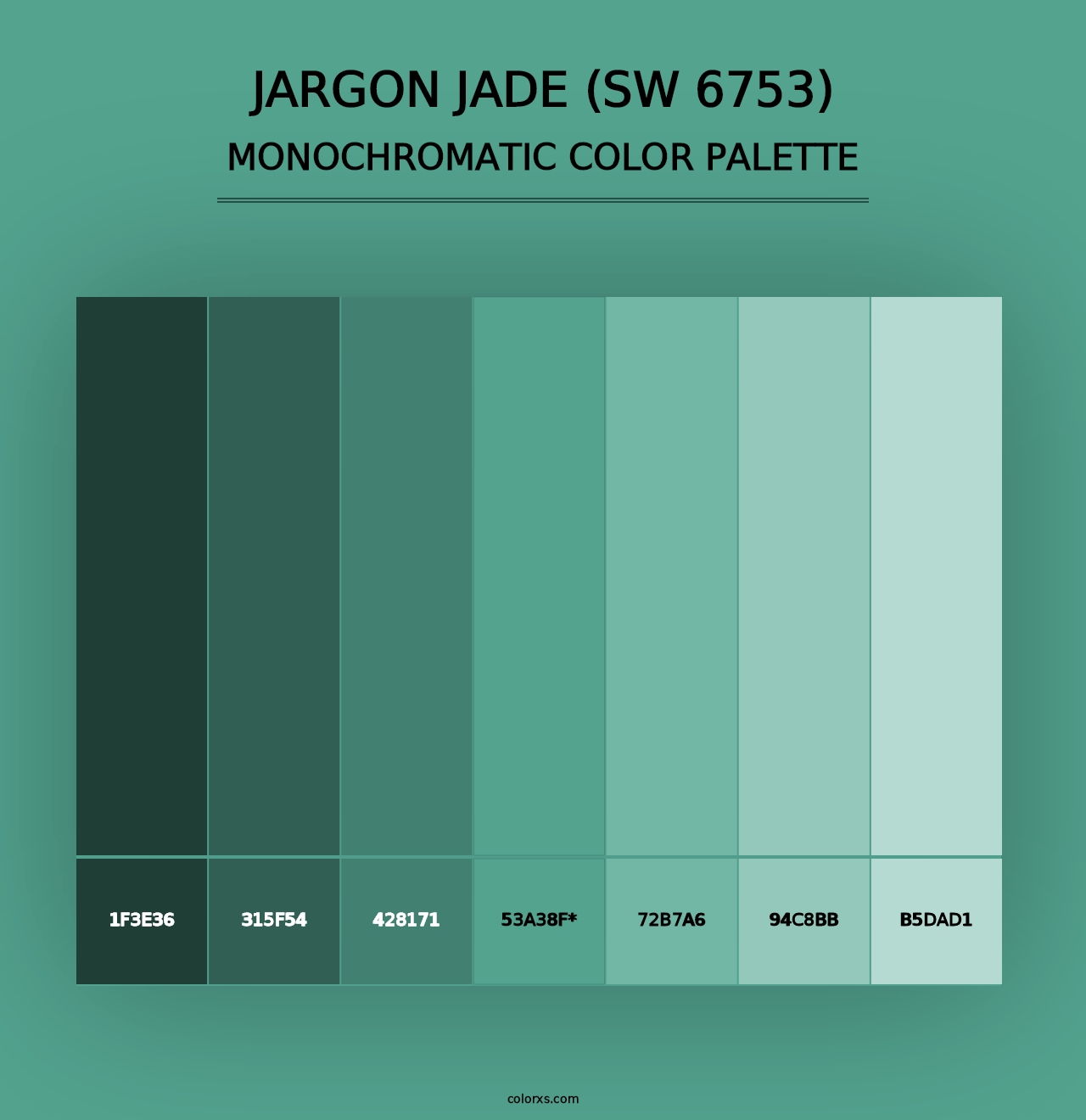 Jargon Jade (SW 6753) - Monochromatic Color Palette