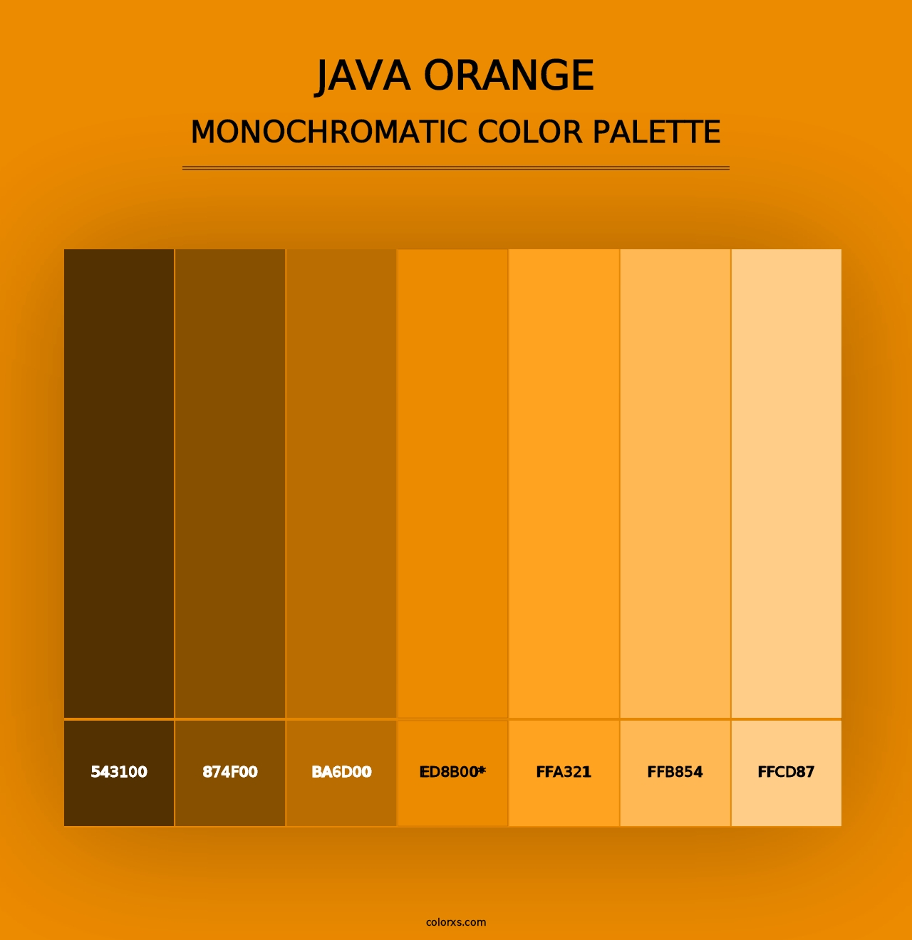 Java Orange - Monochromatic Color Palette