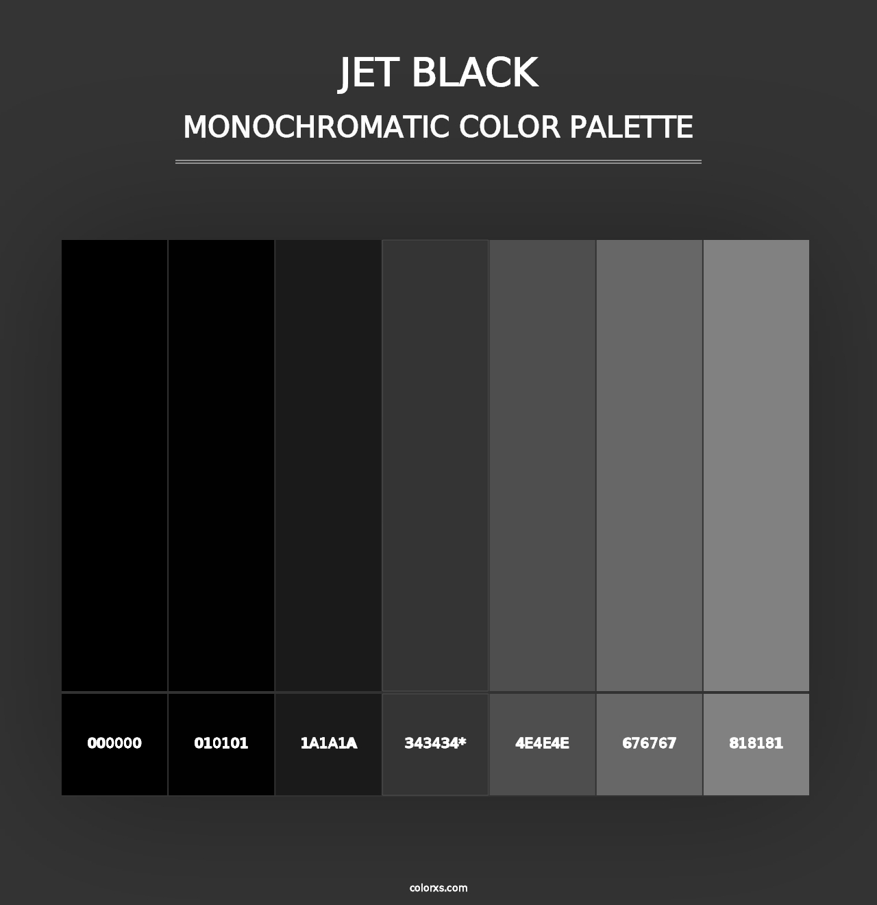 Jet Black - Monochromatic Color Palette