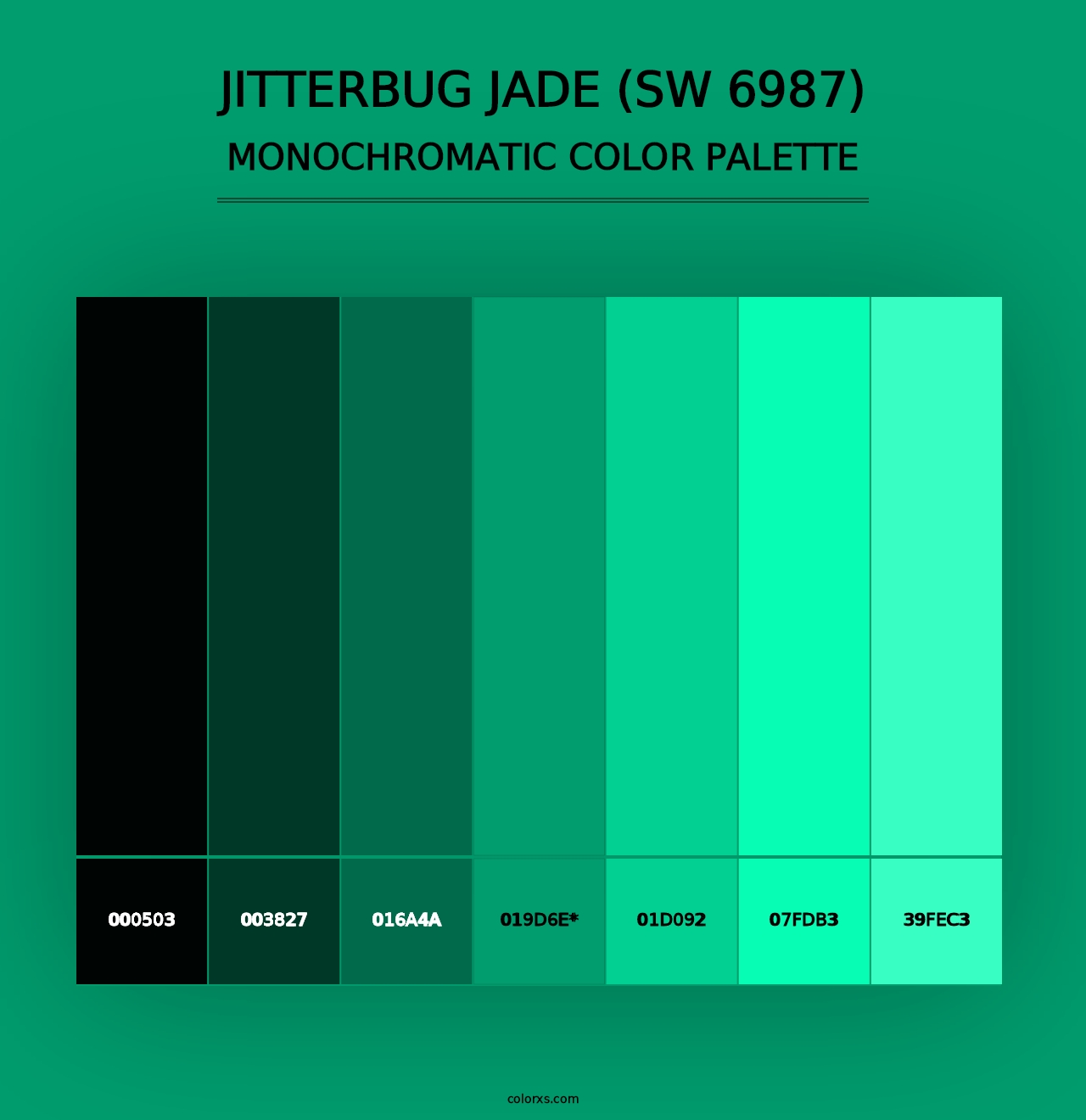 Jitterbug Jade (SW 6987) - Monochromatic Color Palette