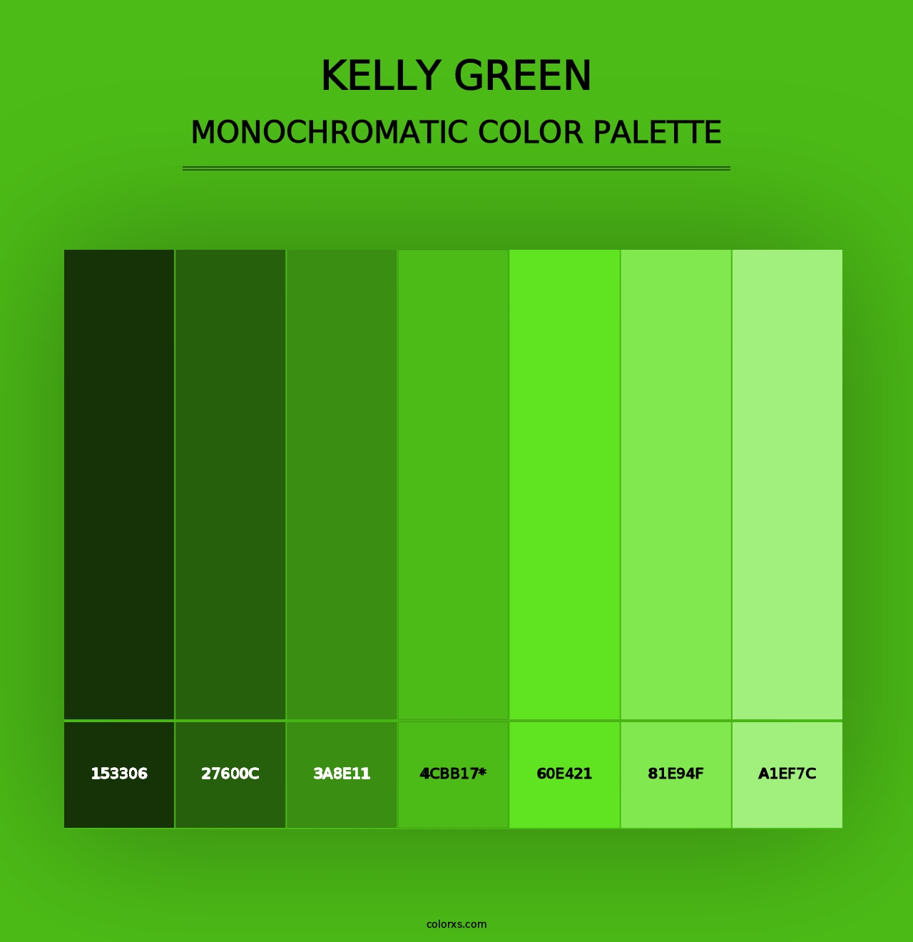 Kelly Green - Monochromatic Color Palette