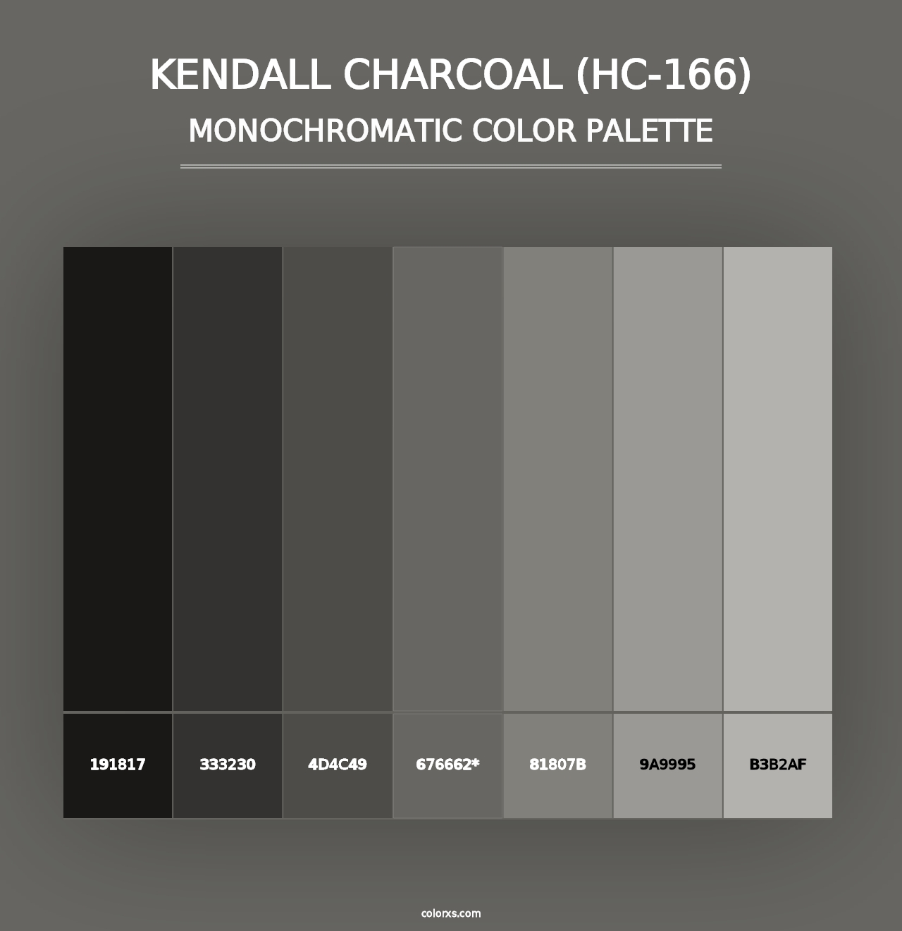 Kendall Charcoal (HC-166) - Monochromatic Color Palette