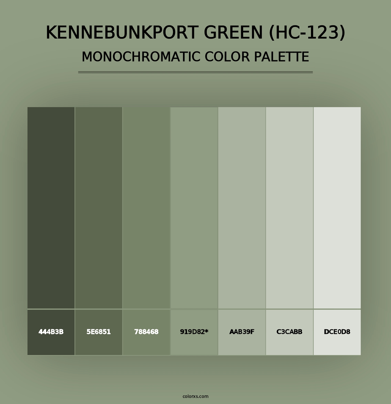 Kennebunkport Green (HC-123) - Monochromatic Color Palette