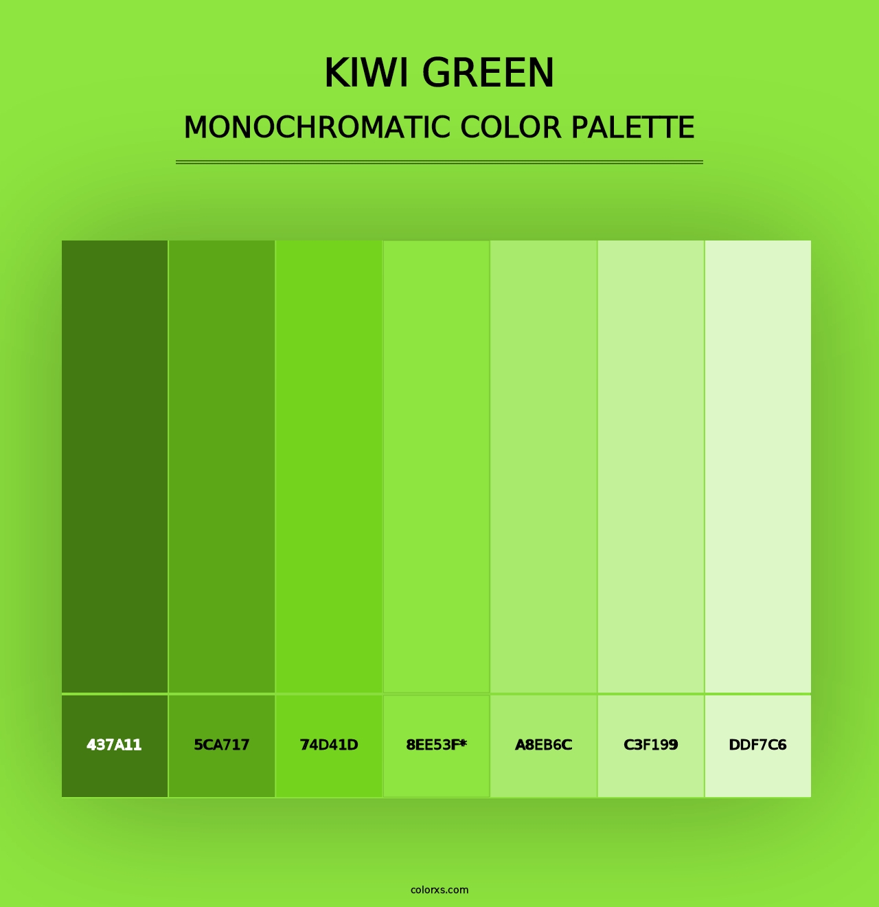 Kiwi Green - Monochromatic Color Palette