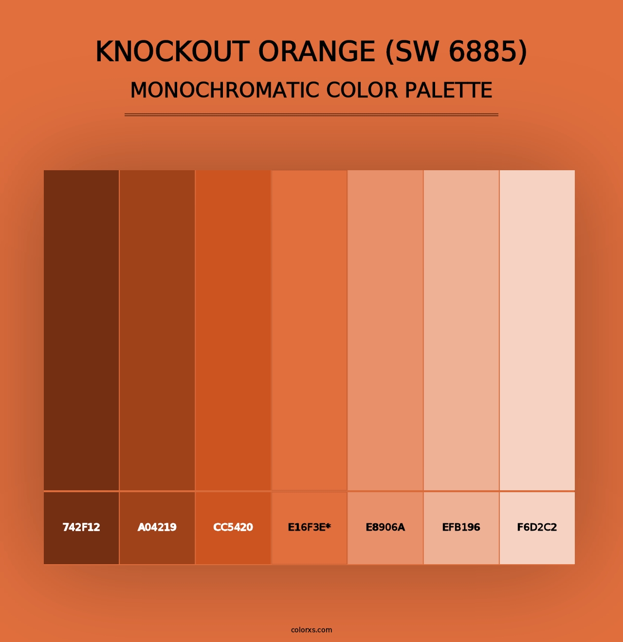 Knockout Orange (SW 6885) - Monochromatic Color Palette