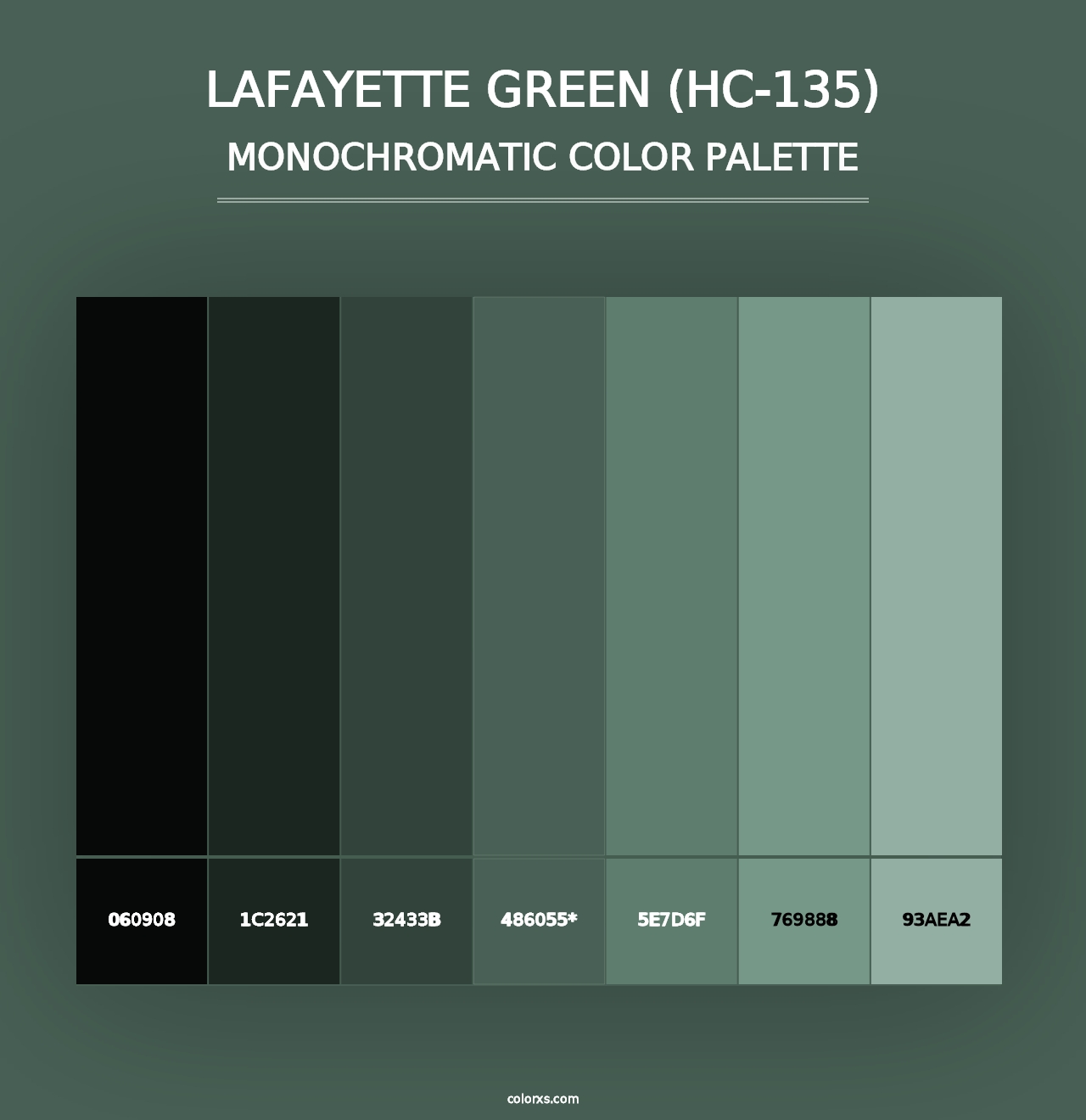 Lafayette Green (HC-135) - Monochromatic Color Palette