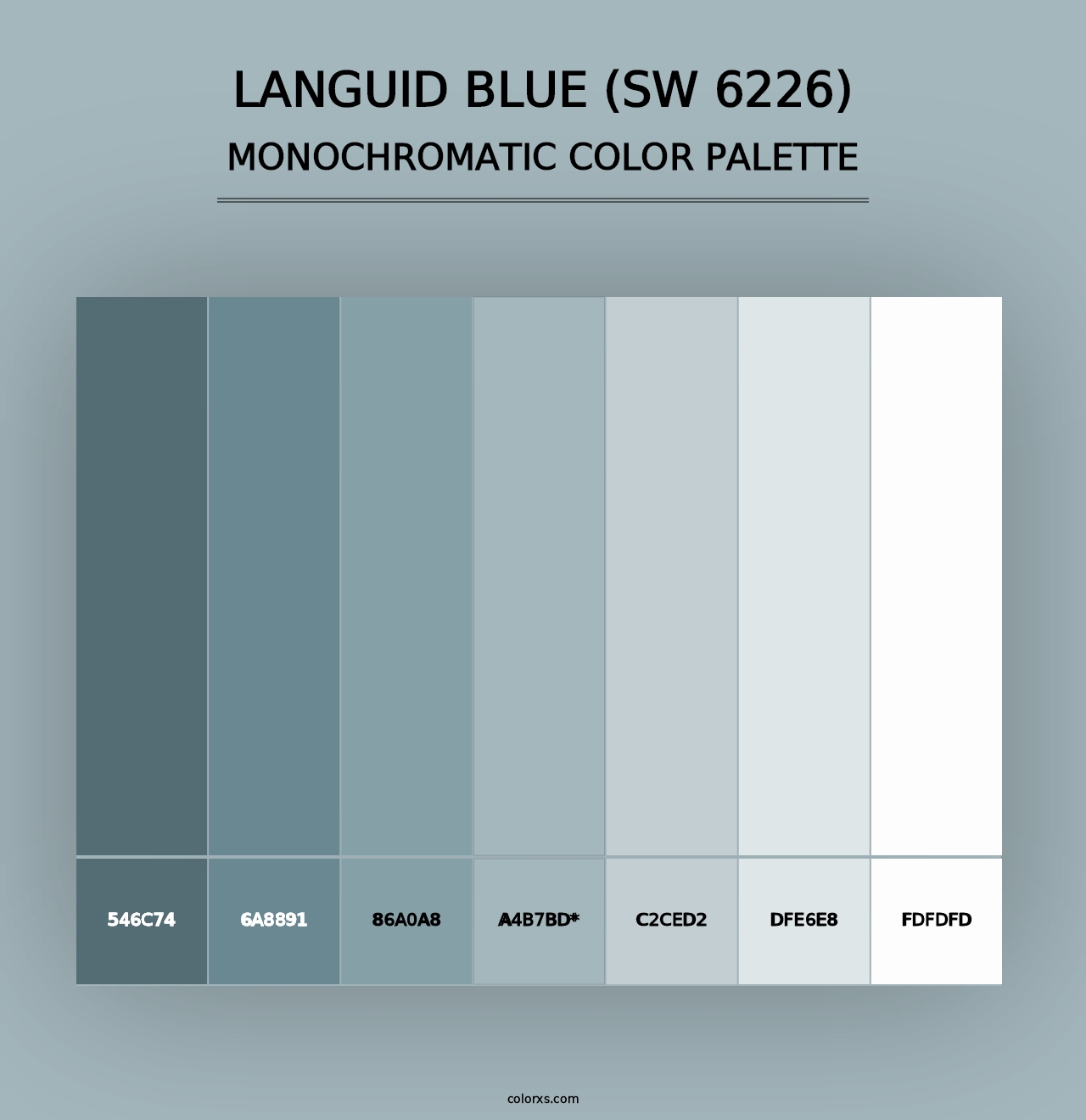 Languid Blue (SW 6226) - Monochromatic Color Palette