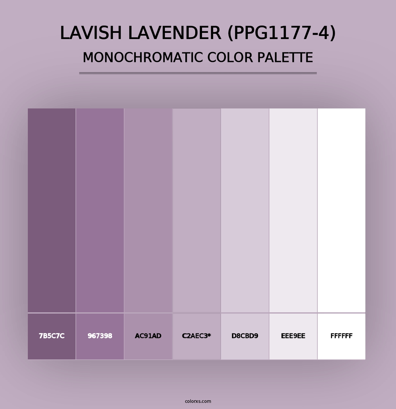 Lavish Lavender (PPG1177-4) - Monochromatic Color Palette