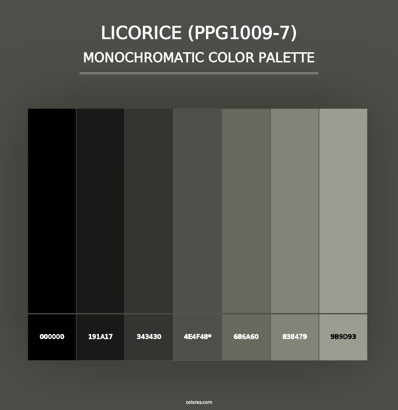 Licorice (PPG1009-7) - Monochromatic Color Palette