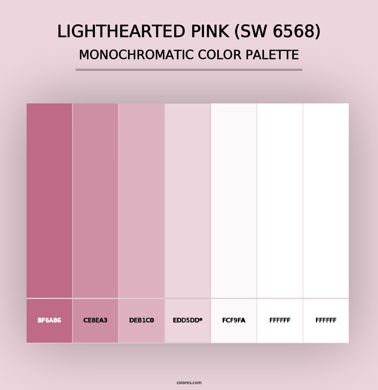 Lighthearted Pink (SW 6568) - Monochromatic Color Palette