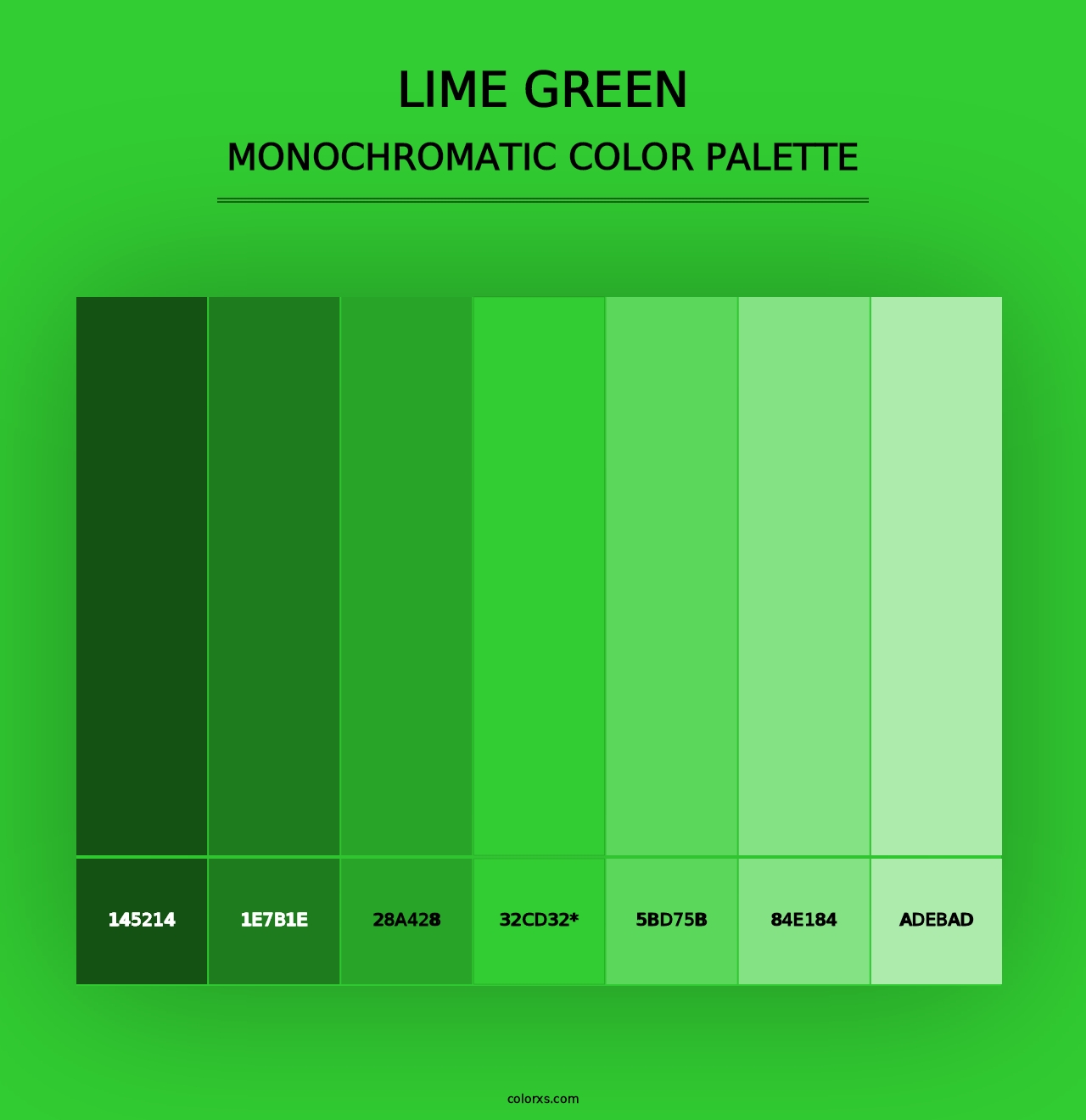 Lime Green - Monochromatic Color Palette