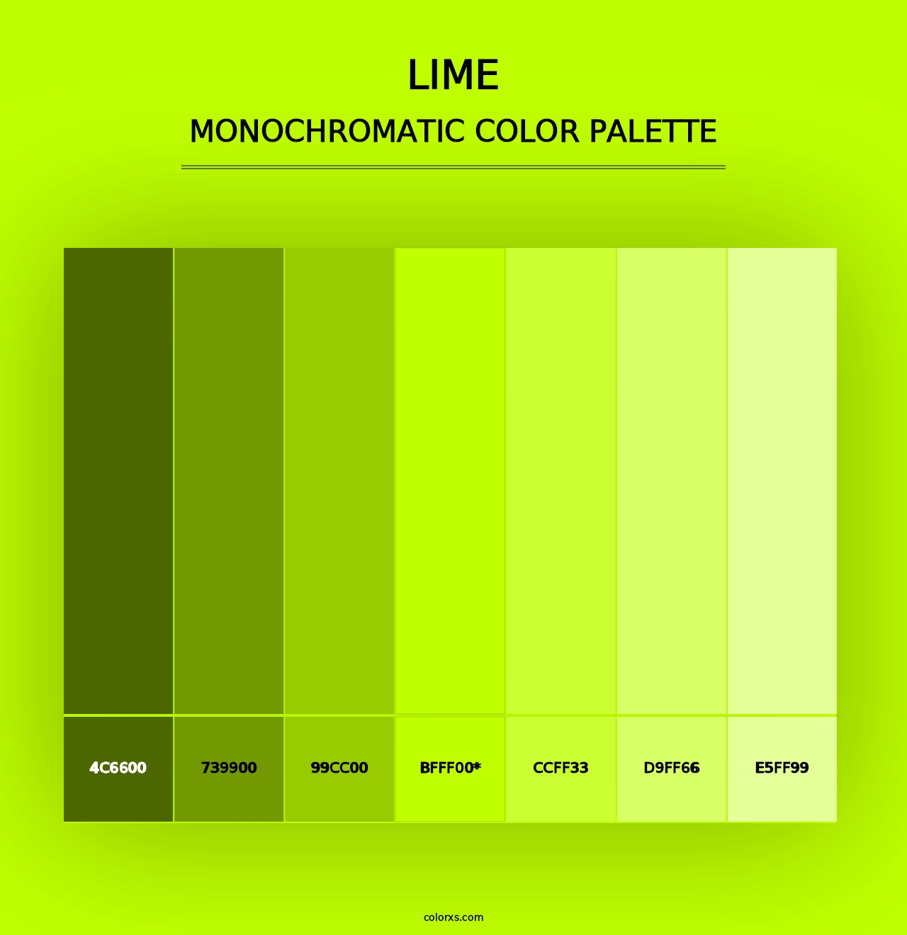 Lime - Monochromatic Color Palette