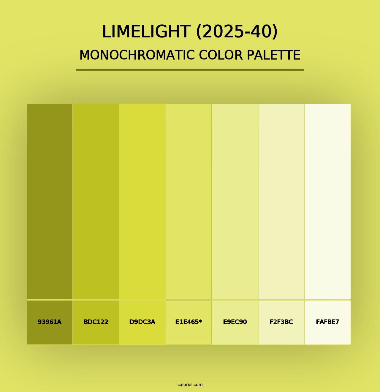 Limelight (2025-40) - Monochromatic Color Palette