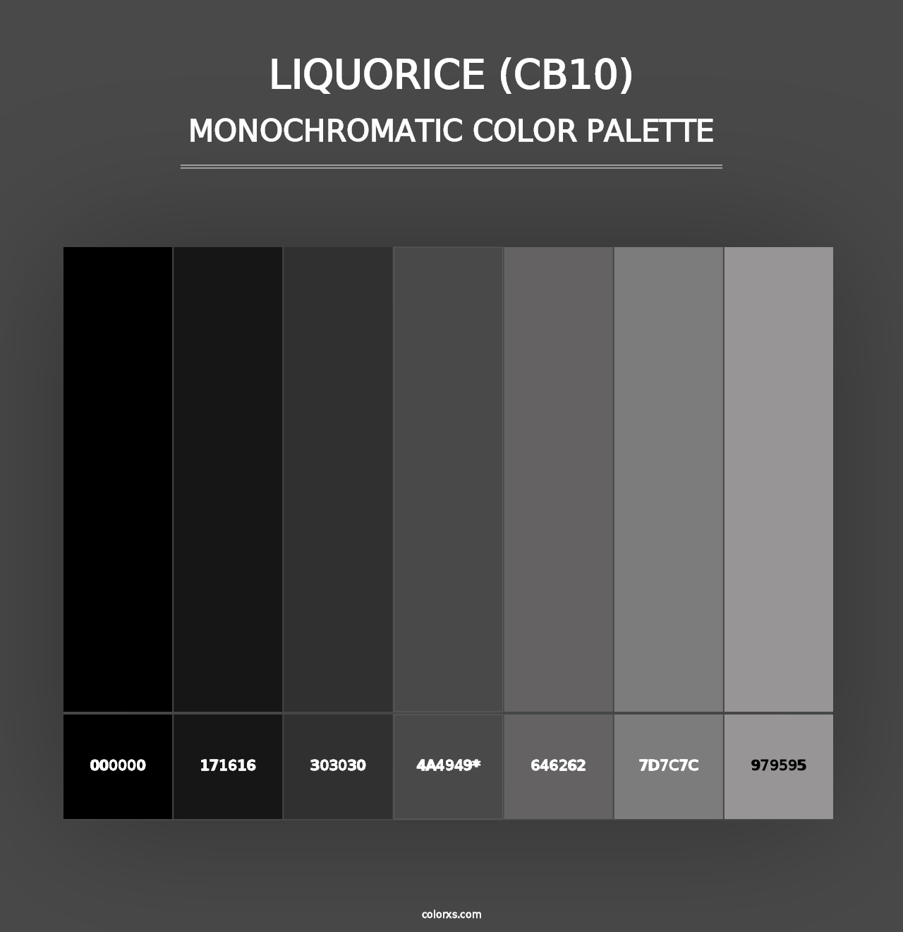 Liquorice (CB10) - Monochromatic Color Palette