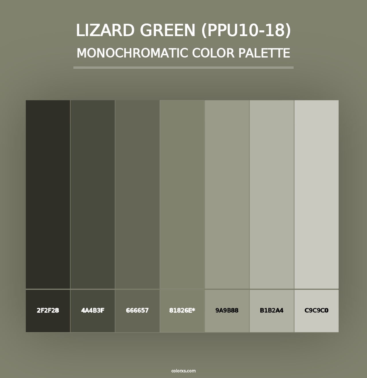 Lizard Green (PPU10-18) - Monochromatic Color Palette