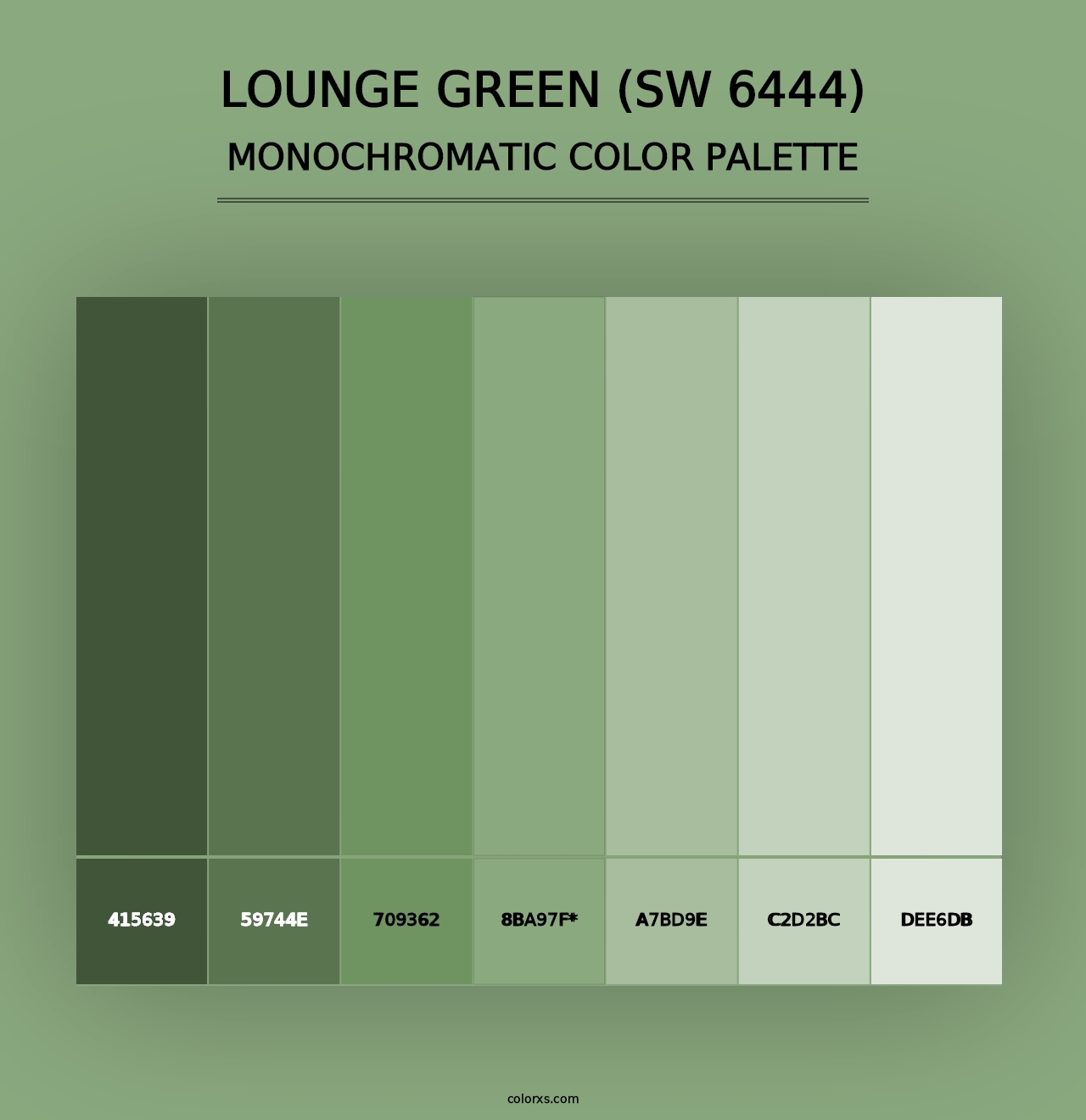 Lounge Green (SW 6444) - Monochromatic Color Palette