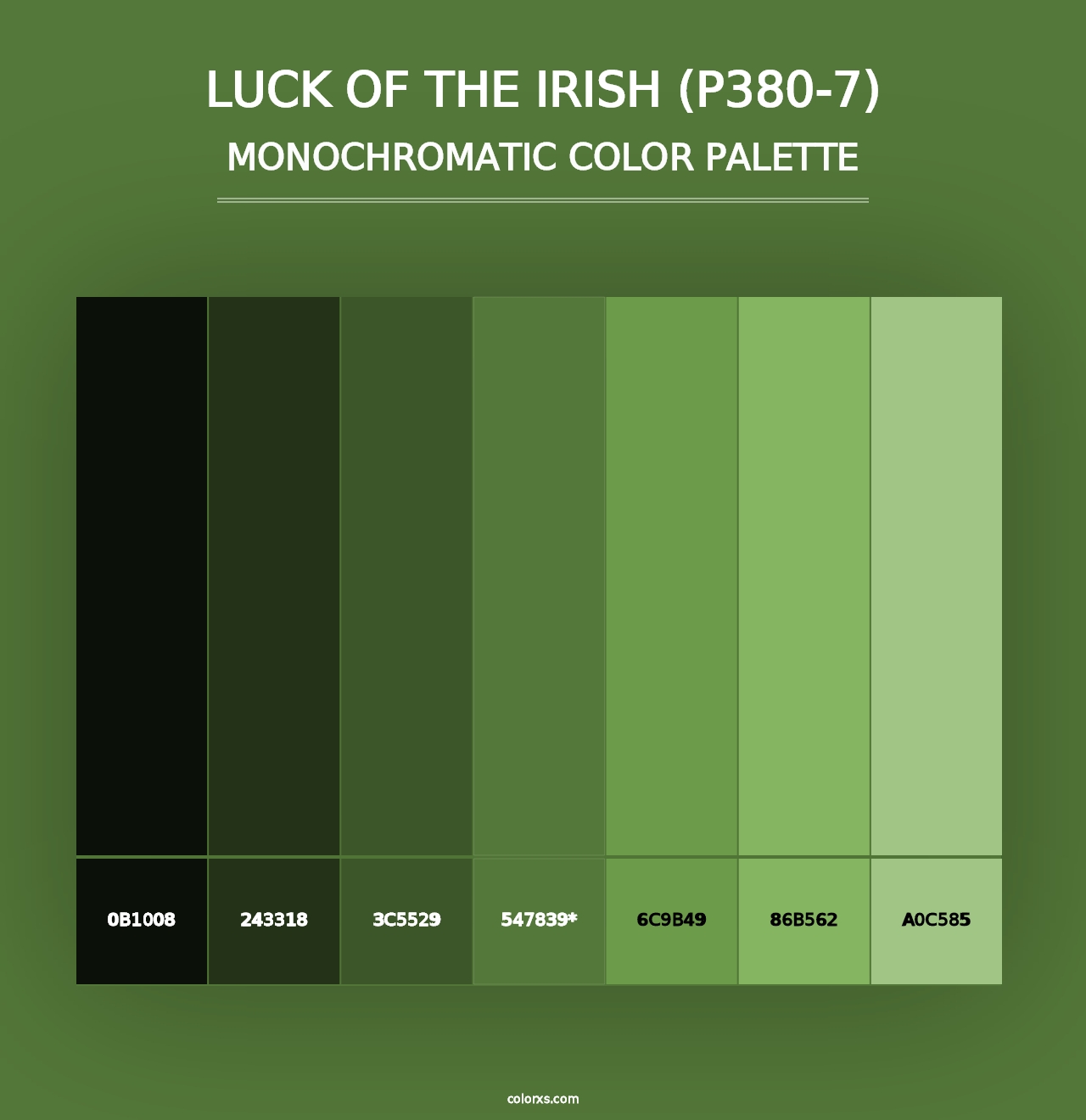 Luck Of The Irish (P380-7) - Monochromatic Color Palette