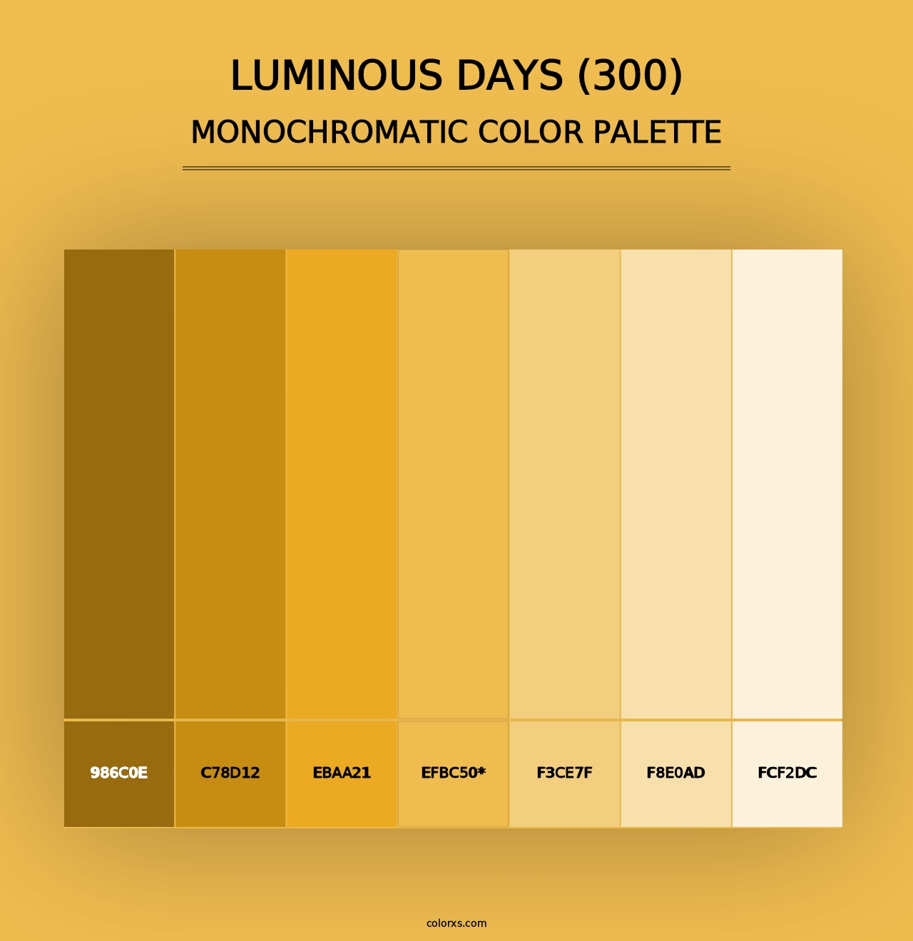 Luminous Days (300) - Monochromatic Color Palette