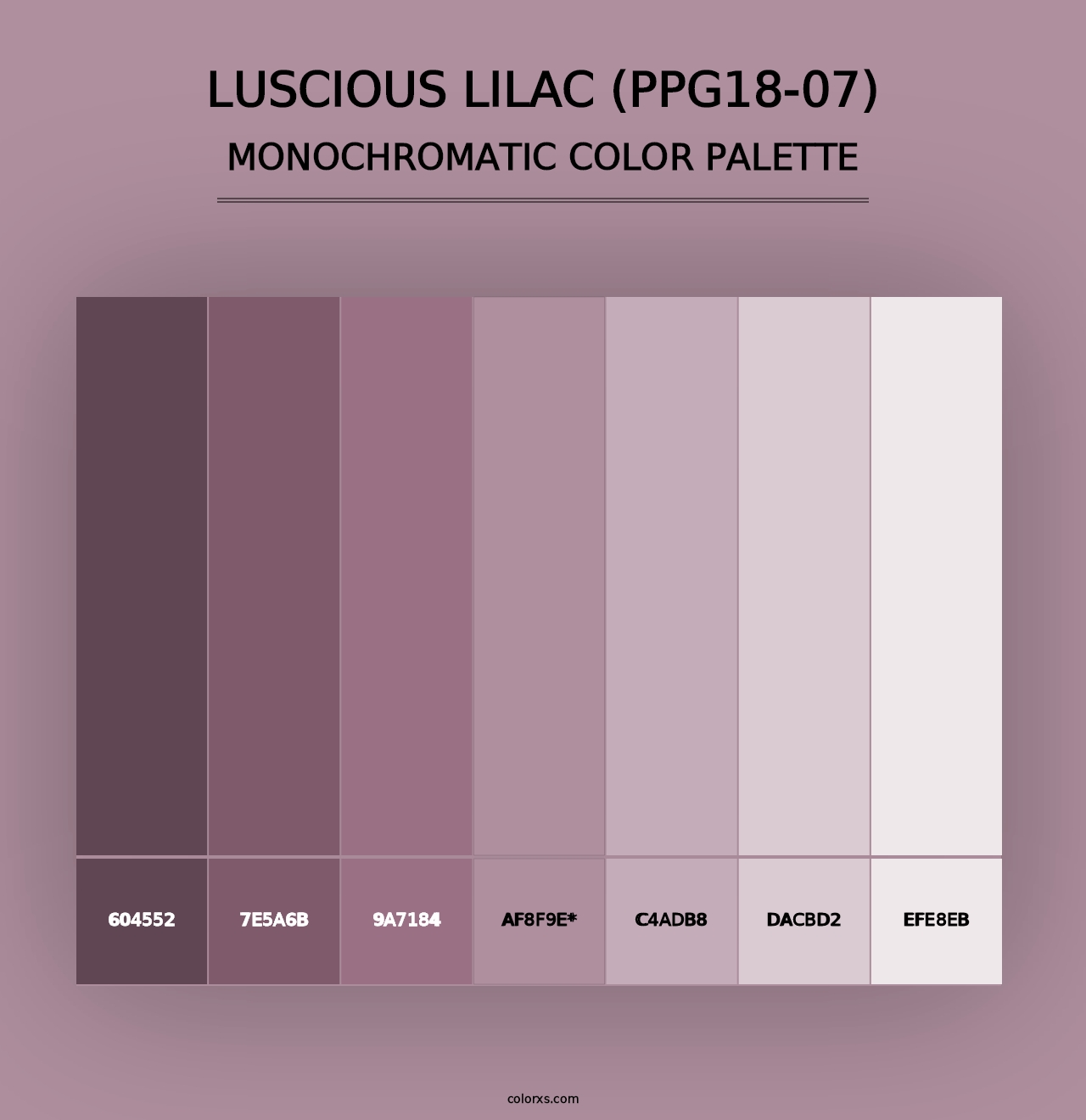 Luscious Lilac (PPG18-07) - Monochromatic Color Palette