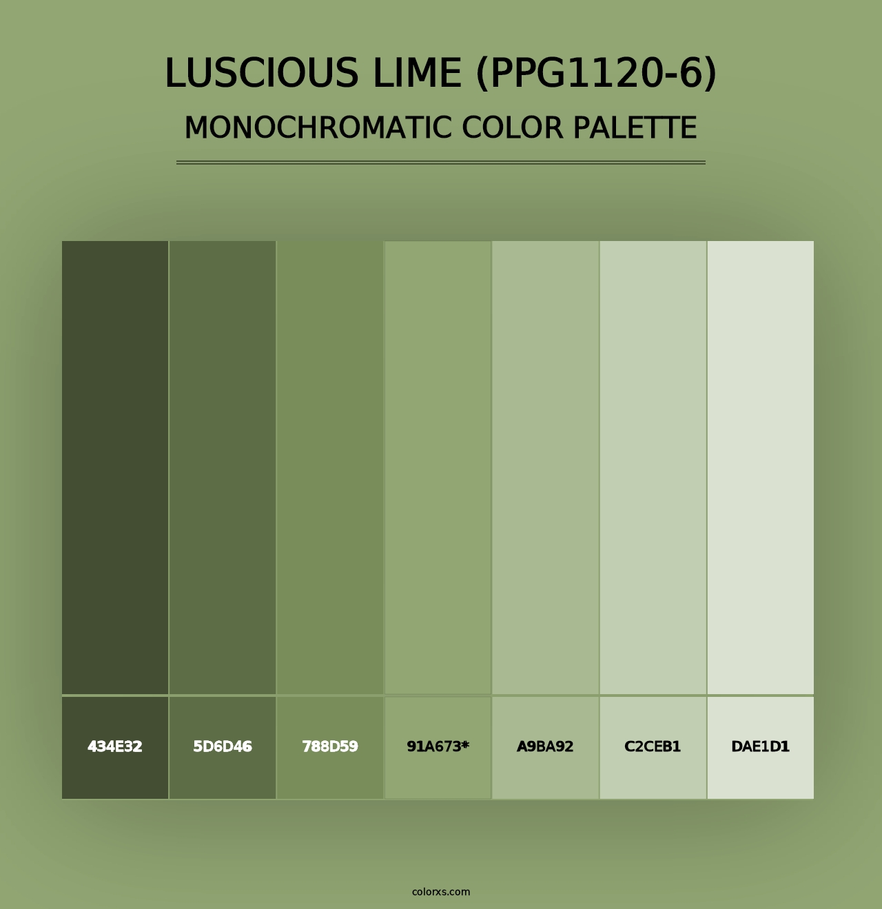 Luscious Lime (PPG1120-6) - Monochromatic Color Palette