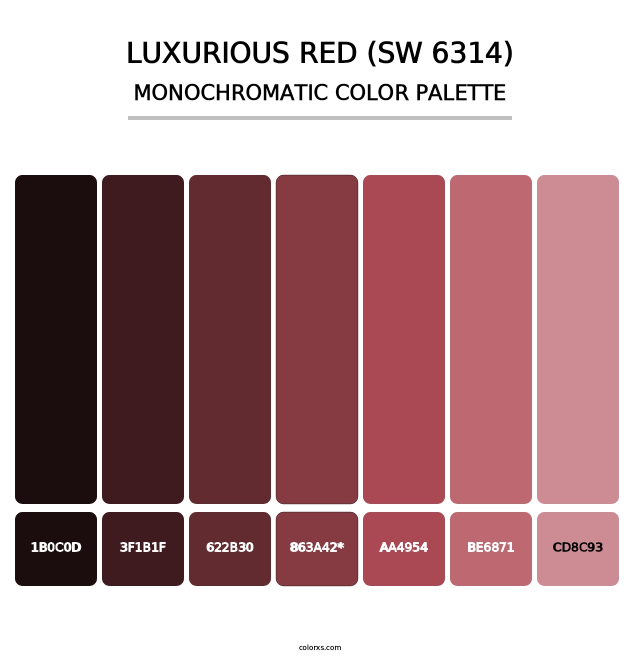 Luxurious Red (SW 6314) - Monochromatic Color Palette